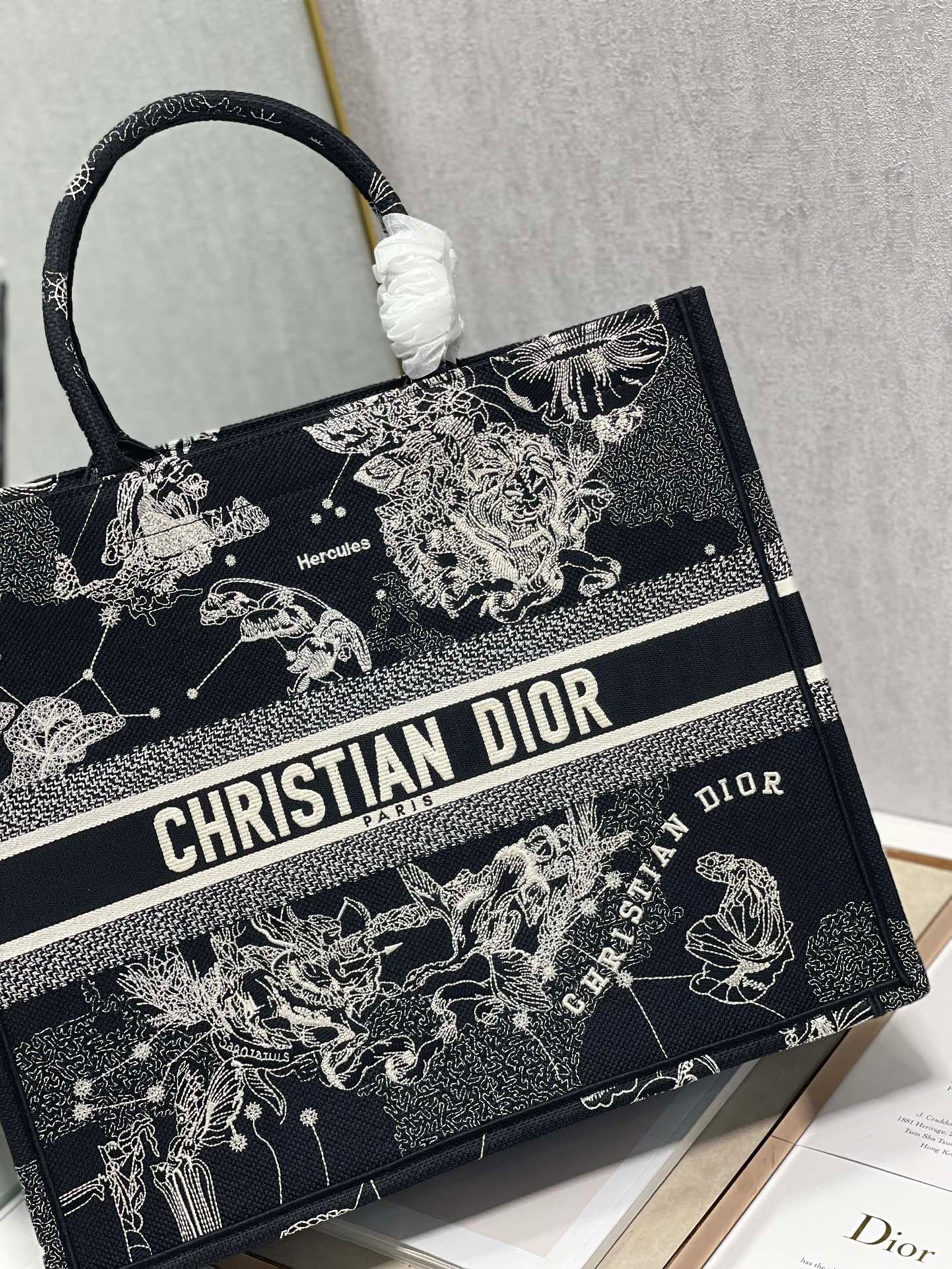 Christian Dior Large Dior Book Tote Black And White, For Women, Women’s Handbags 16.5in/42cm CD