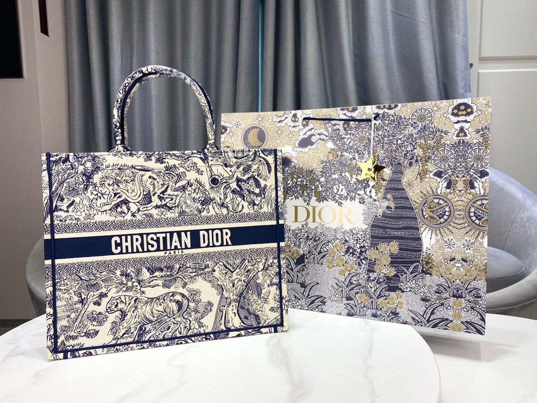 Christian Dior Large Dior Book Tote Black Multicolor, For Women, Women’s Handbags 16.5in/42cm CD