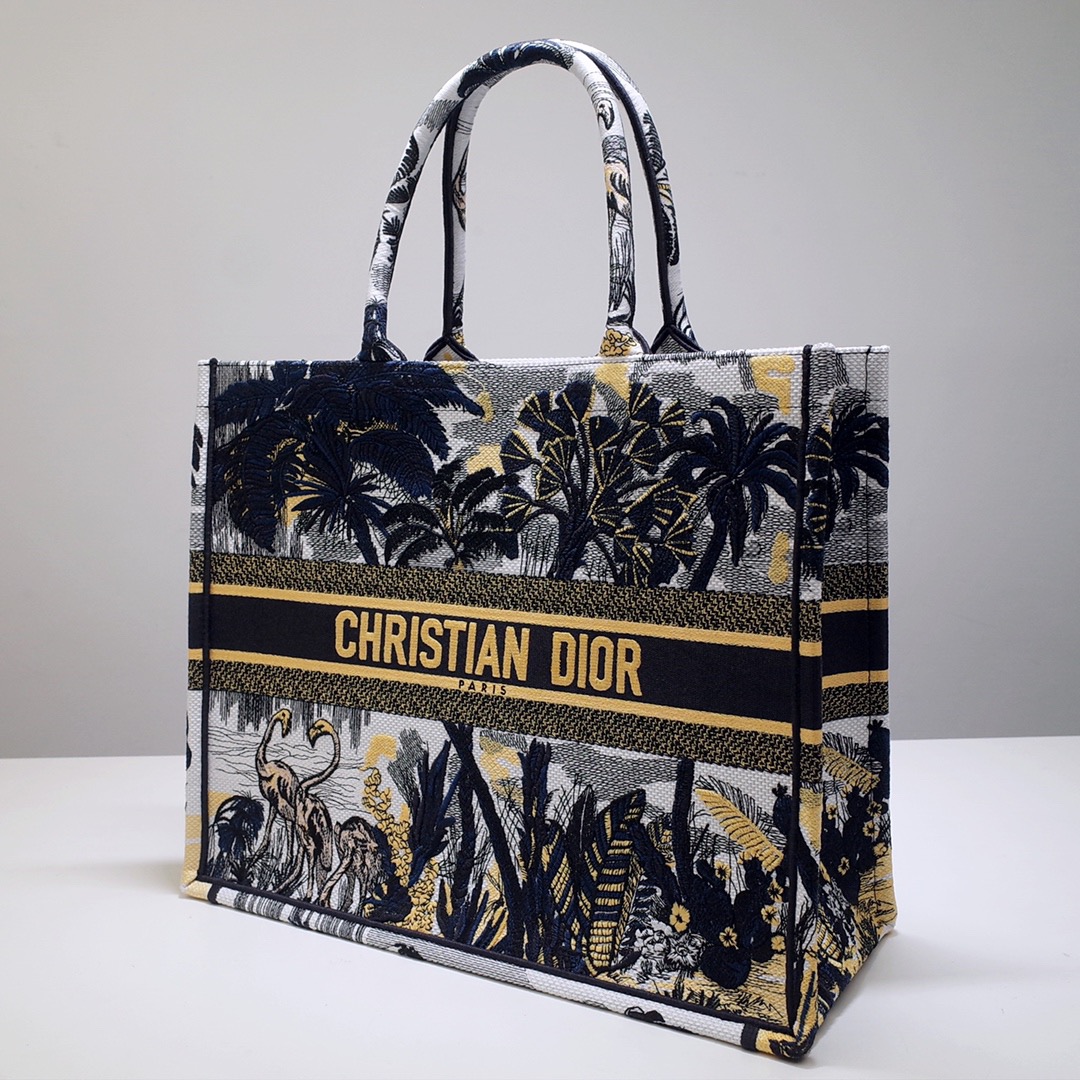 Christian Dior Large Dior Book Tote Black Multicolor, For Women, Women’s Handbags 16.5in/42cm CD