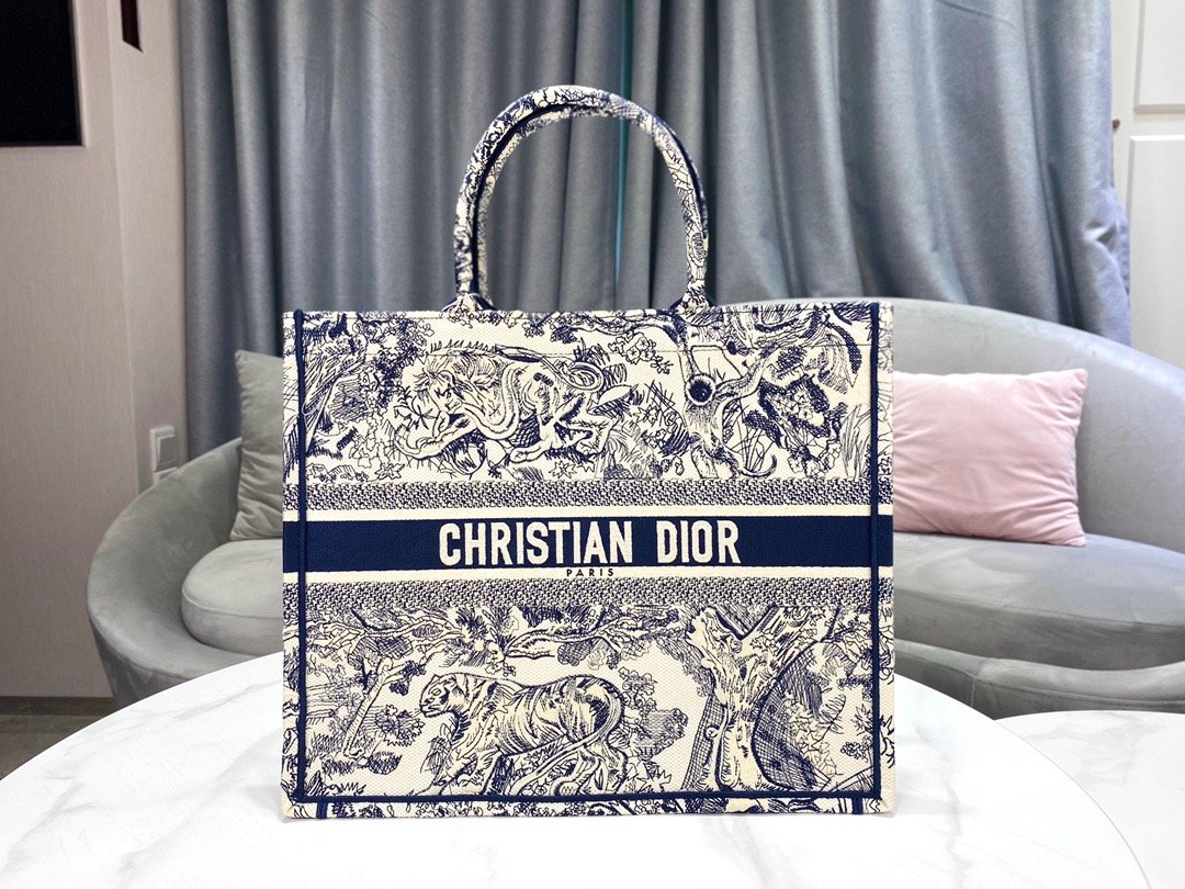 Christian Dior Large Dior Book Tote Black Multicolor, For Women, Women’s Handbags 16.5in/42cm CD