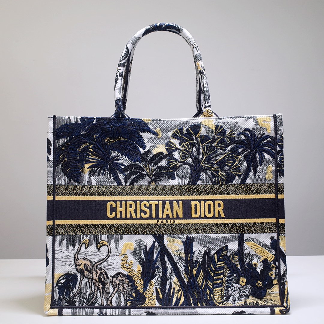 Christian Dior Large Dior Book Tote Black Multicolor, For Women, Women’s Handbags 16.5in/42cm CD