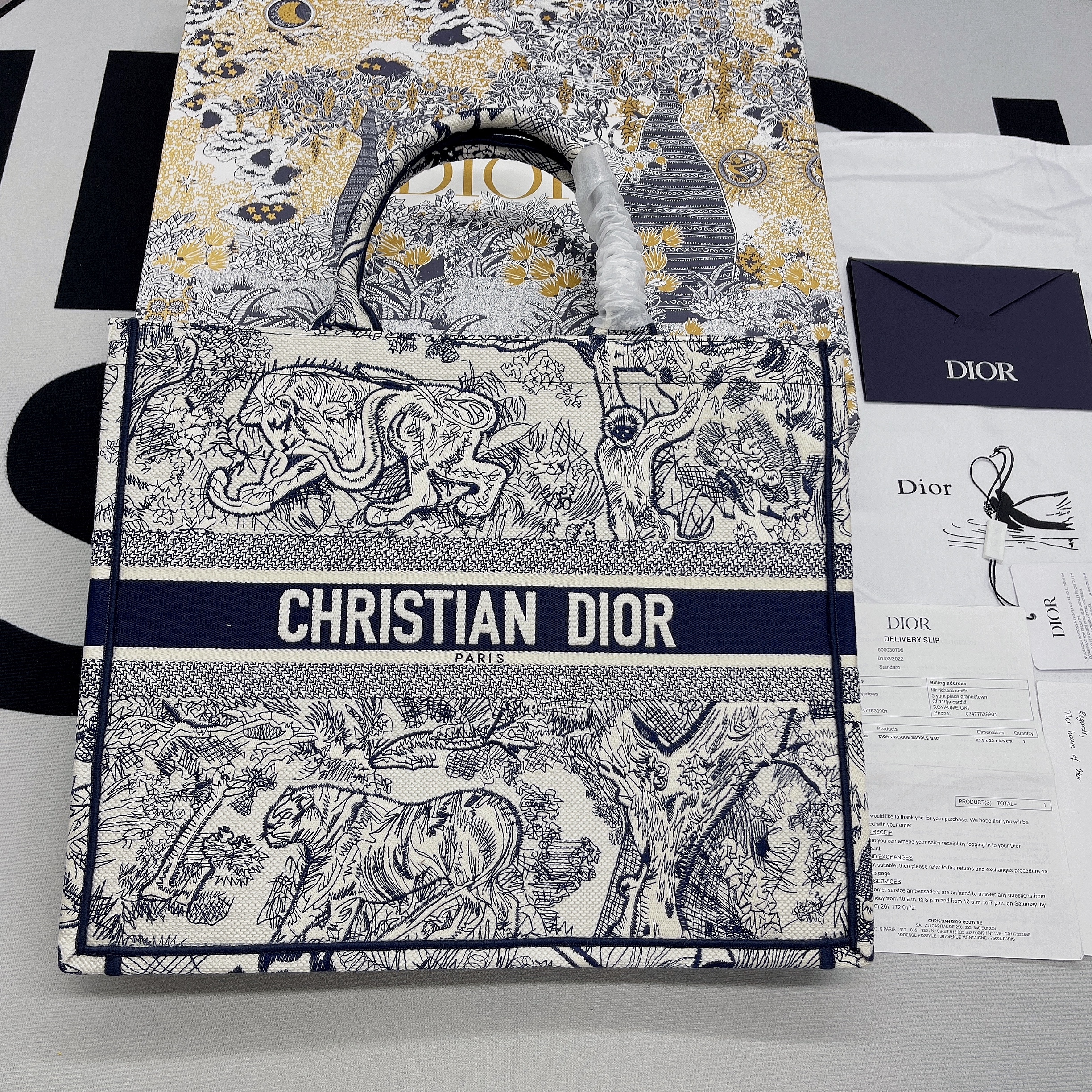 Christian Dior Large Dior Book Tote Black Multicolor, For Women, Women’s Handbags 16.5in/42cm CD