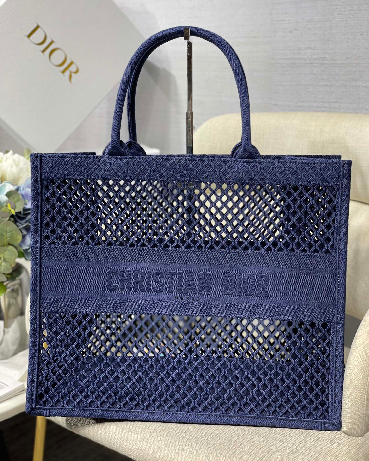 Christian Dior Large Dior Book Tote Blue, For Women, Women’s Handbags 16.5in/42cm CD