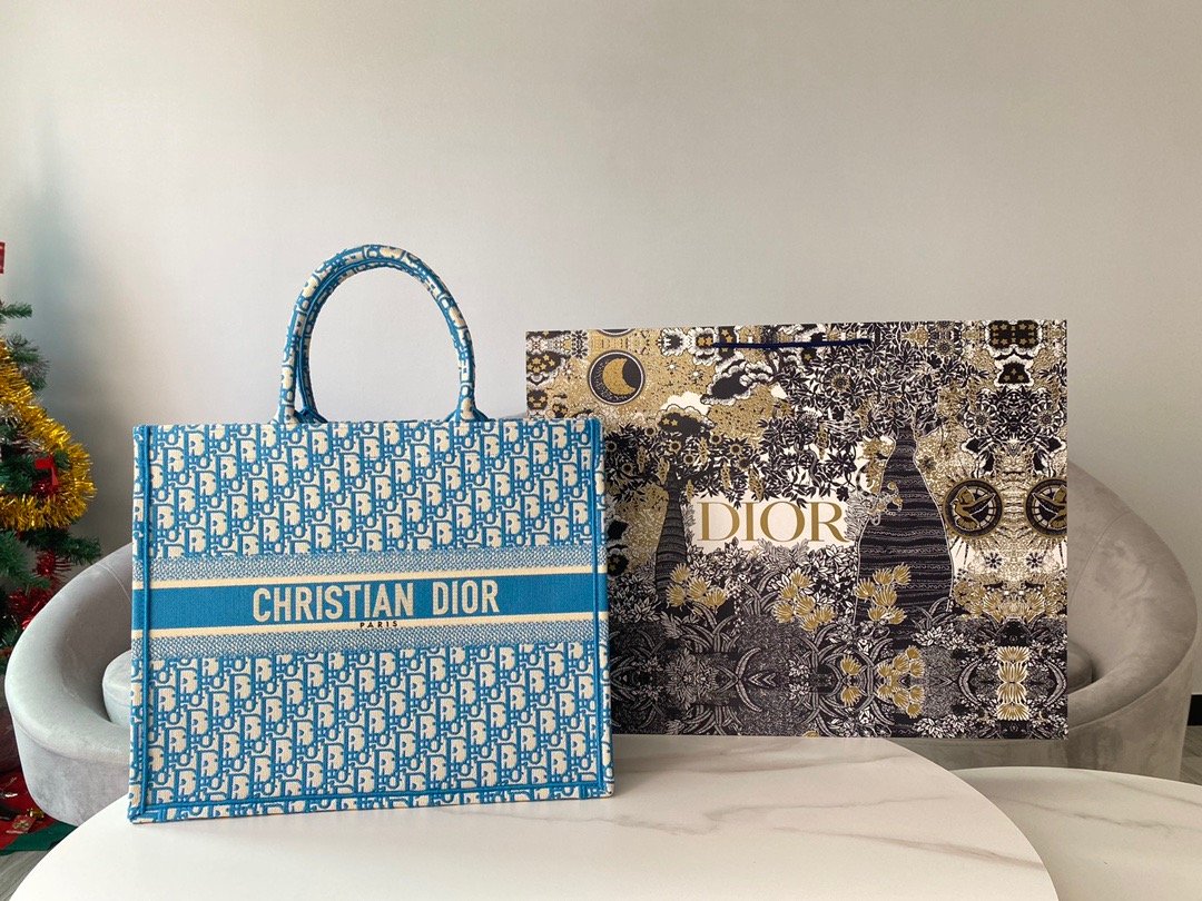 Christian Dior Large Dior Book Tote Blue, For Women, Women’s Handbags 16.5in/42cm CD