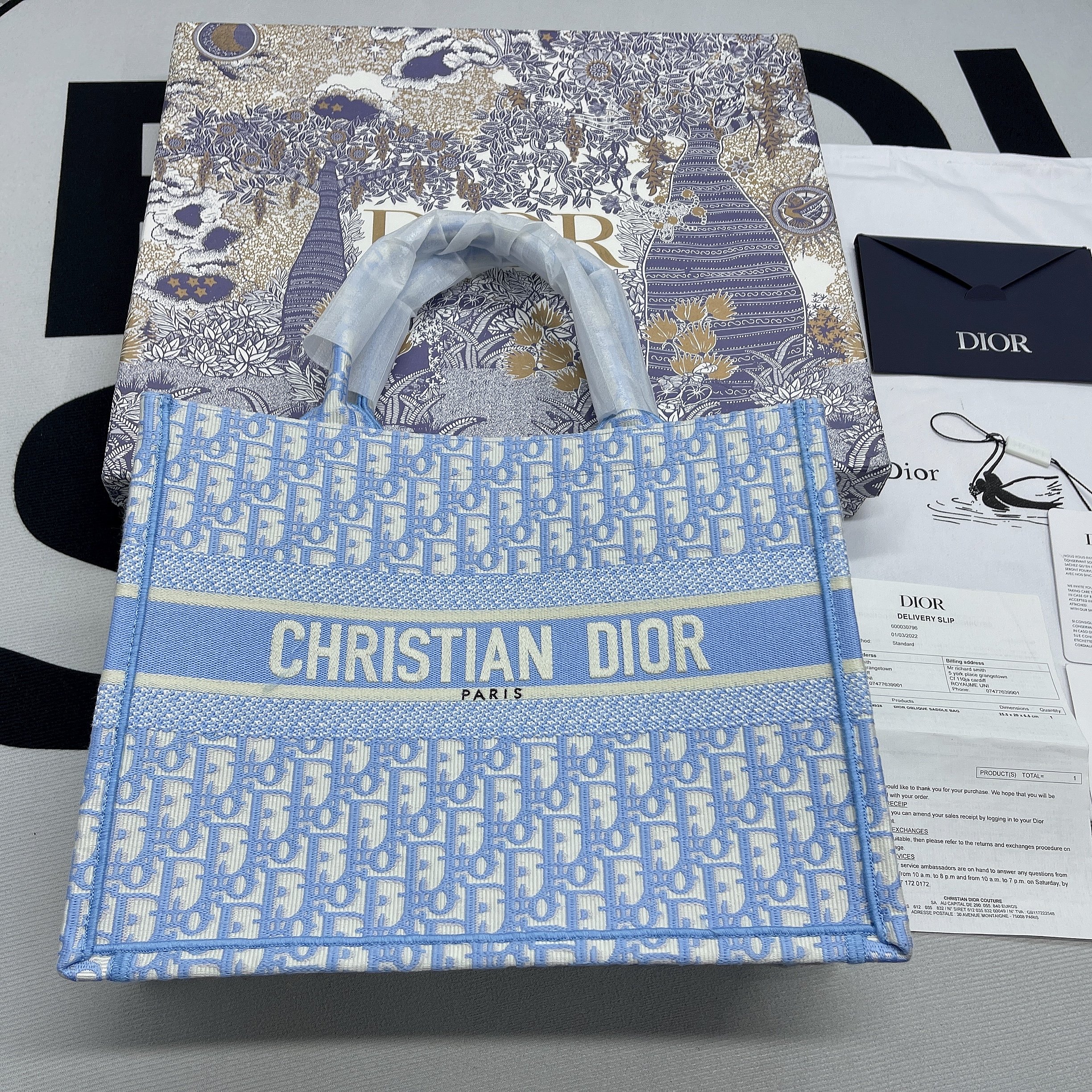 Christian Dior Large Dior Book Tote Blue, For Women, Women’s Handbags 16.5in/42cm CD