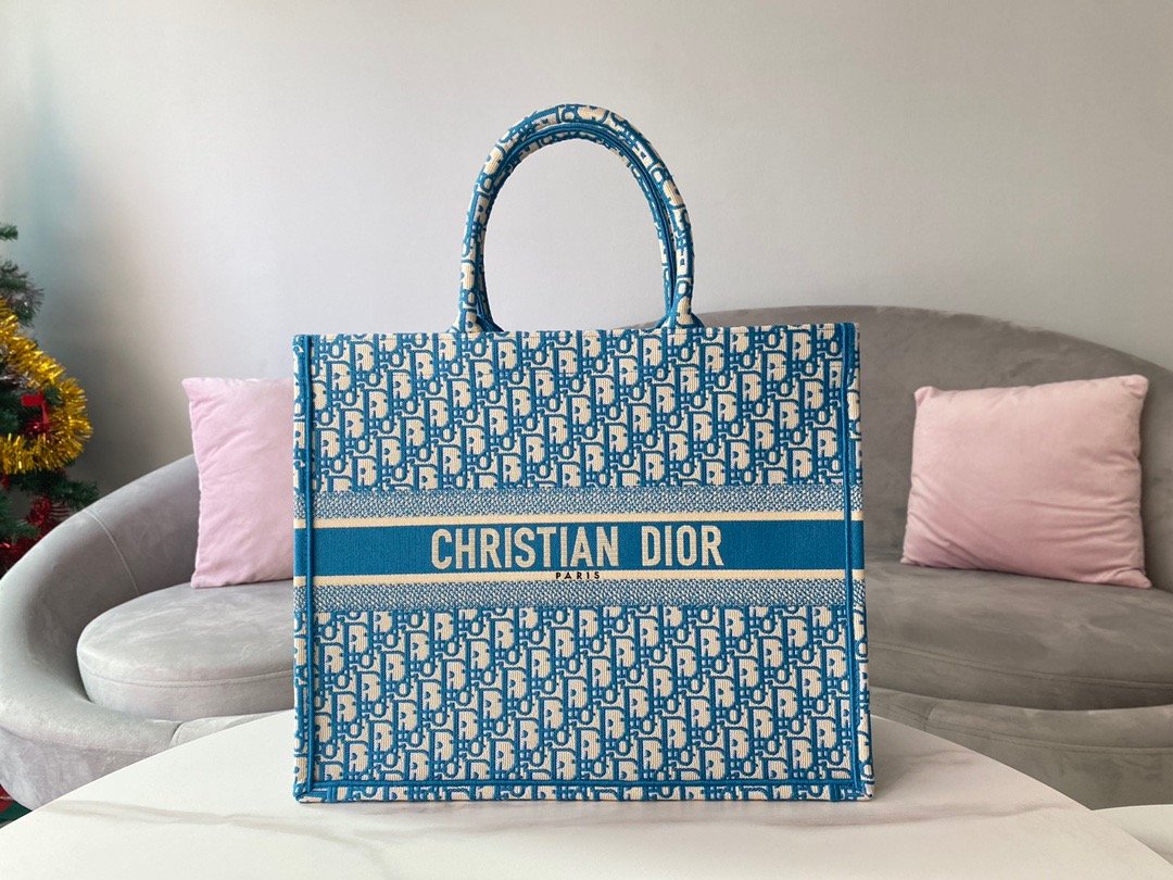 Christian Dior Large Dior Book Tote Blue, For Women, Women’s Handbags 16.5in/42cm CD