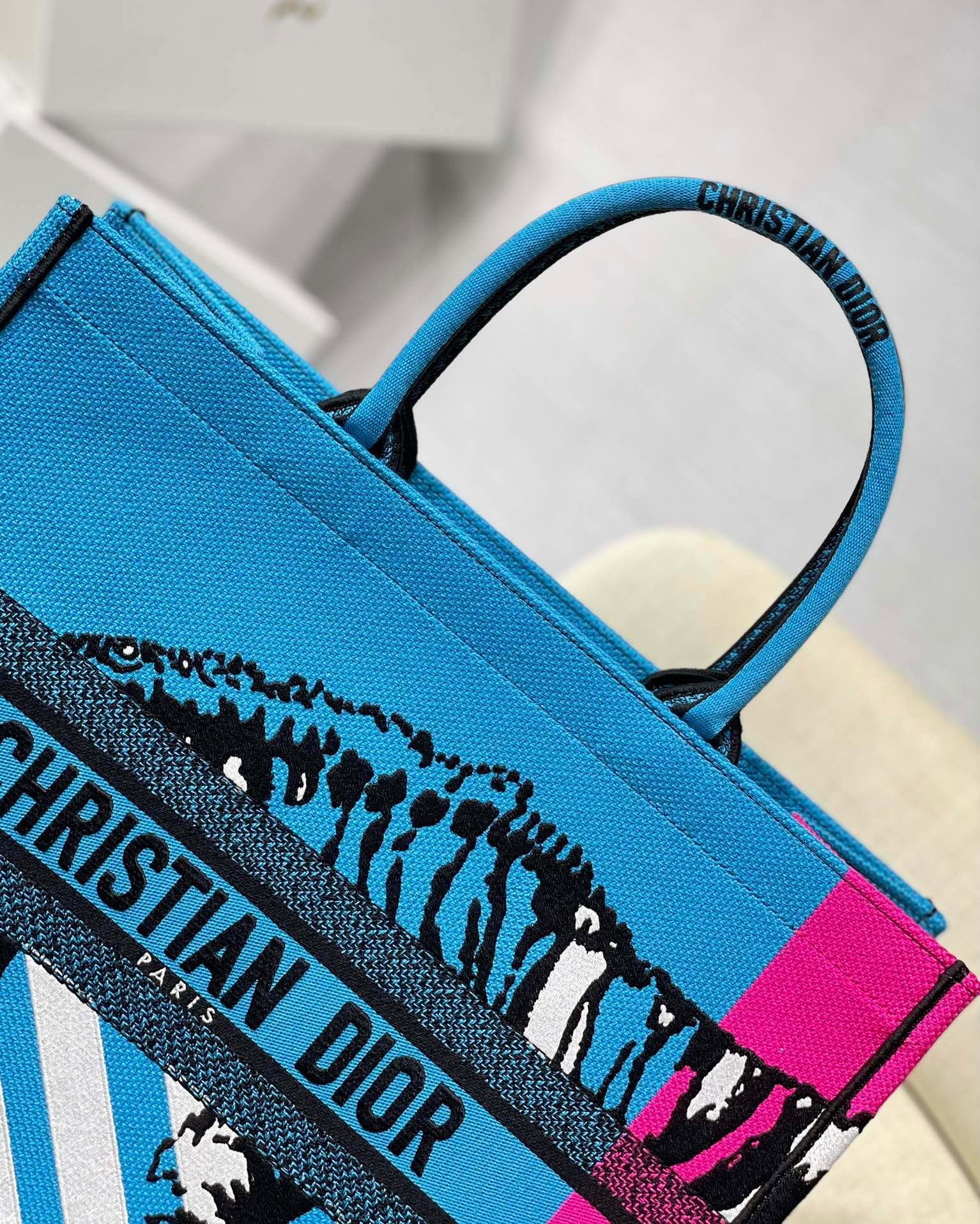 Christian Dior Large Dior Book Tote Blue And Pink, For Women, Women’s Handbags 16.5in/42cm CD