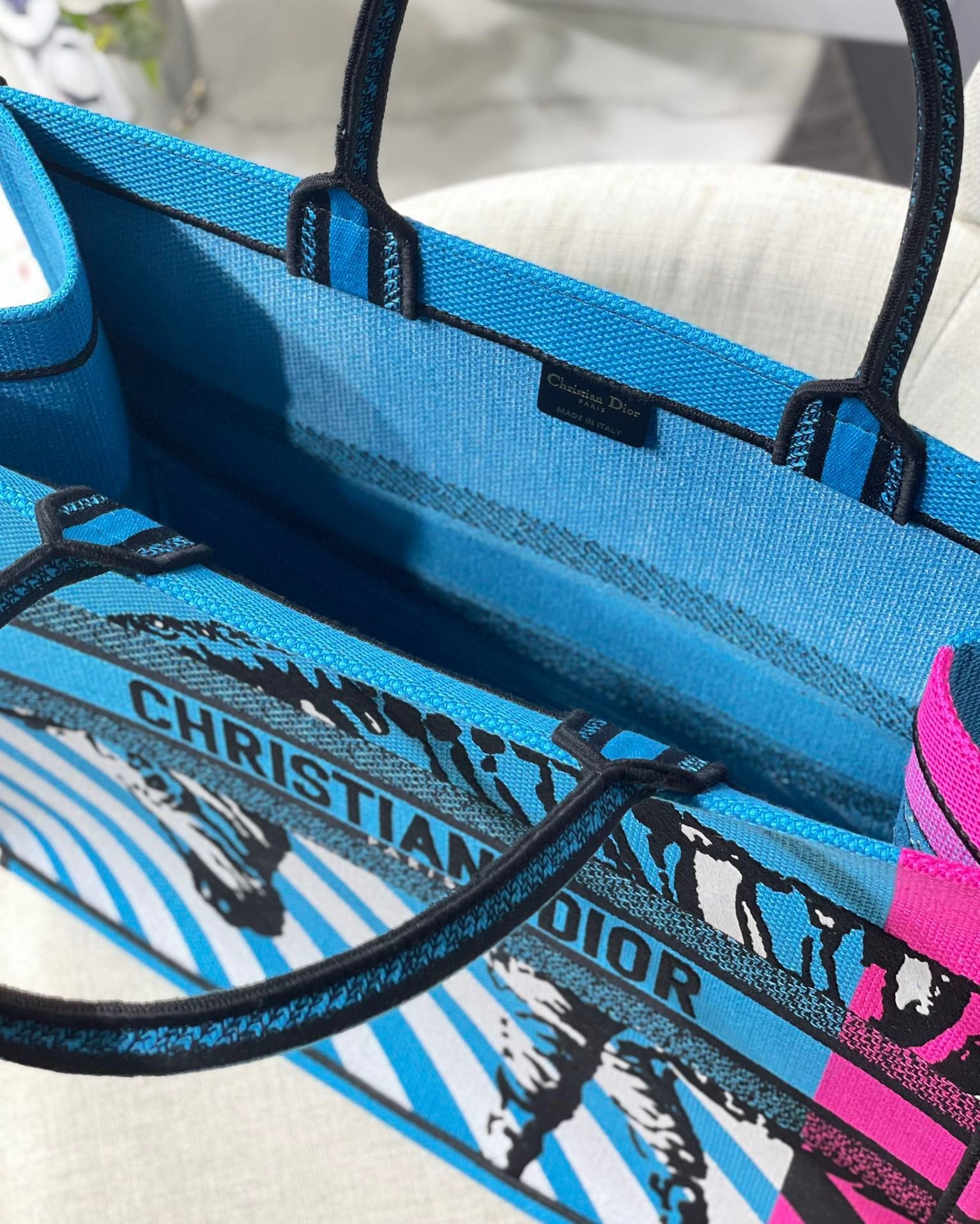 Christian Dior Large Dior Book Tote Blue And Pink, For Women, Women’s Handbags 16.5in/42cm CD