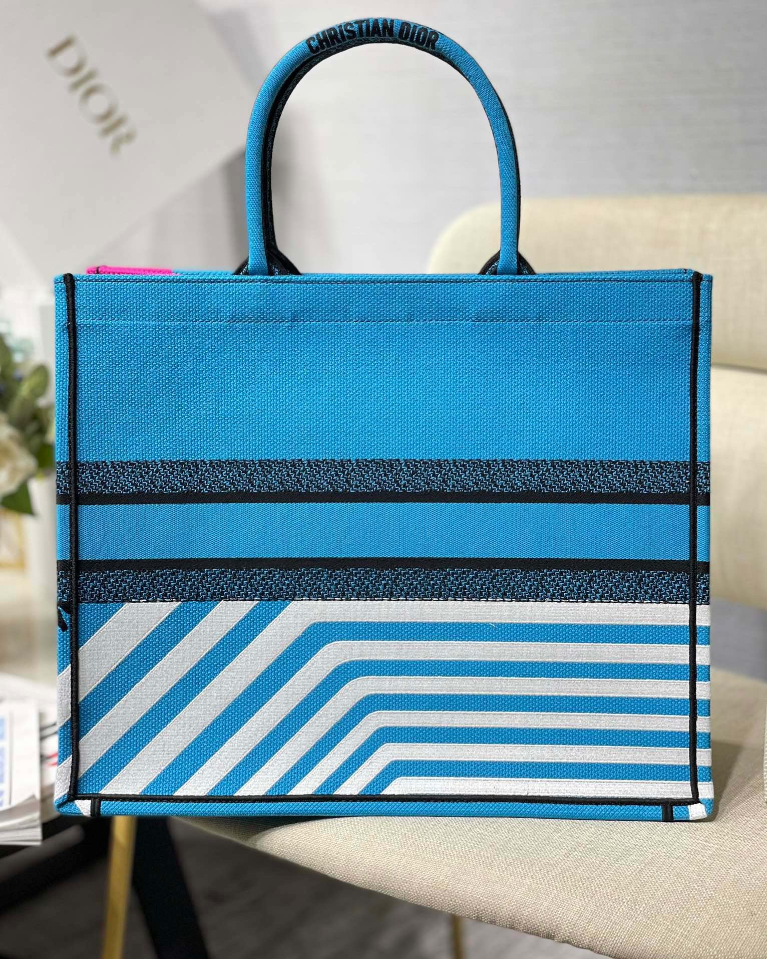 Christian Dior Large Dior Book Tote Blue And Pink, For Women, Women’s Handbags 16.5in/42cm CD