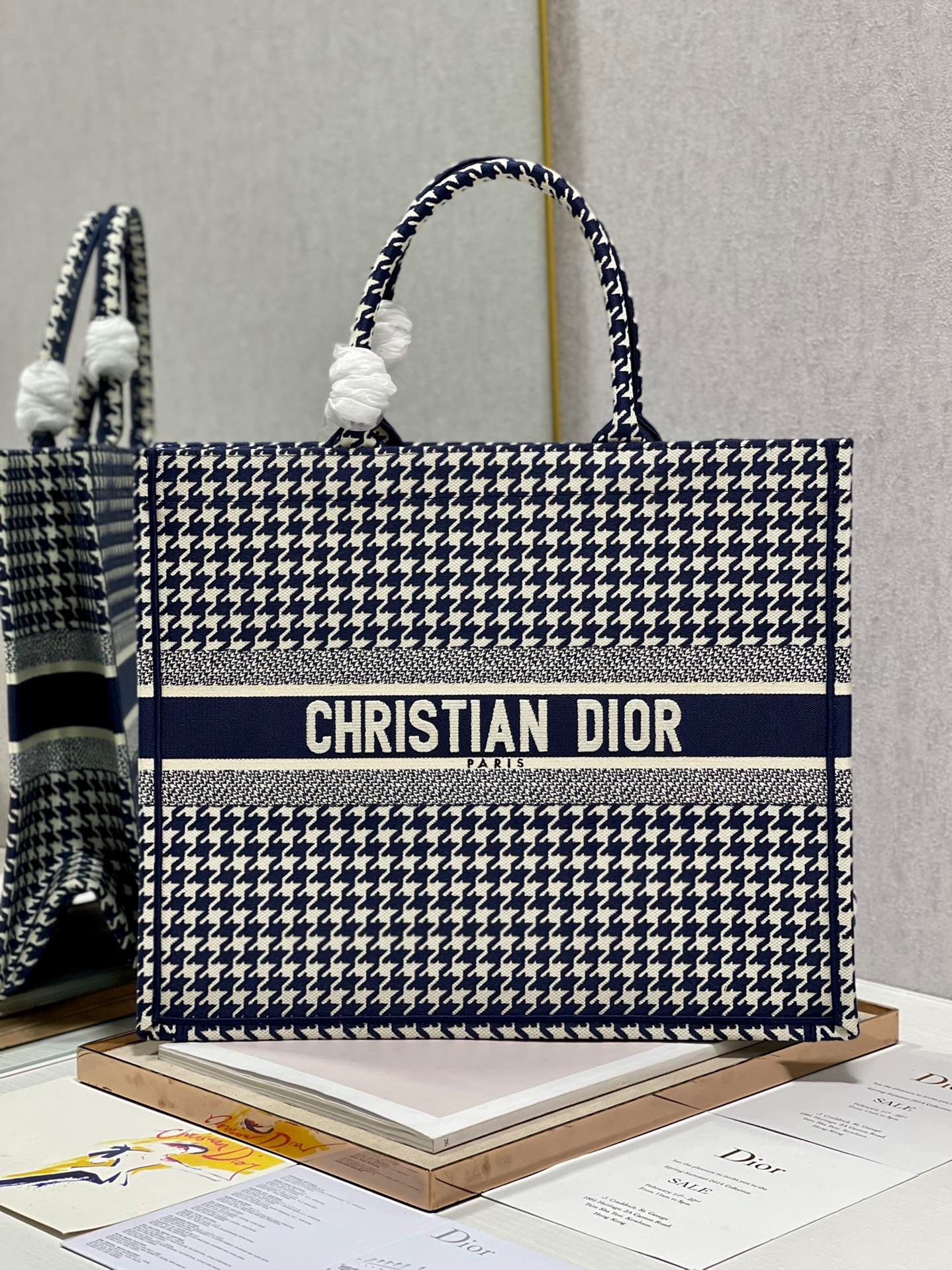 Christian Dior Large Dior Book Tote Blue And White, For Women, Women’s Handbags 16.5in/42cm CD