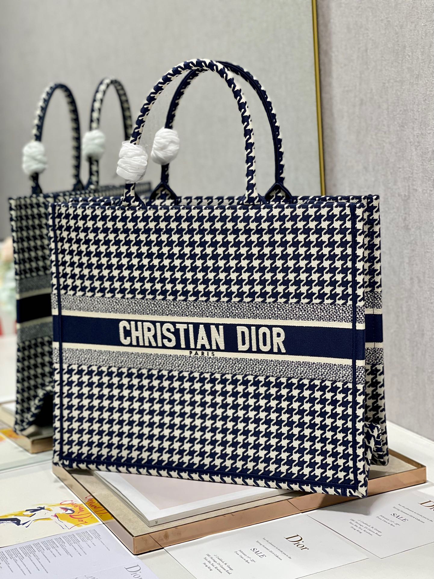 Christian Dior Large Dior Book Tote Blue And White, For Women, Women’s Handbags 16.5in/42cm CD