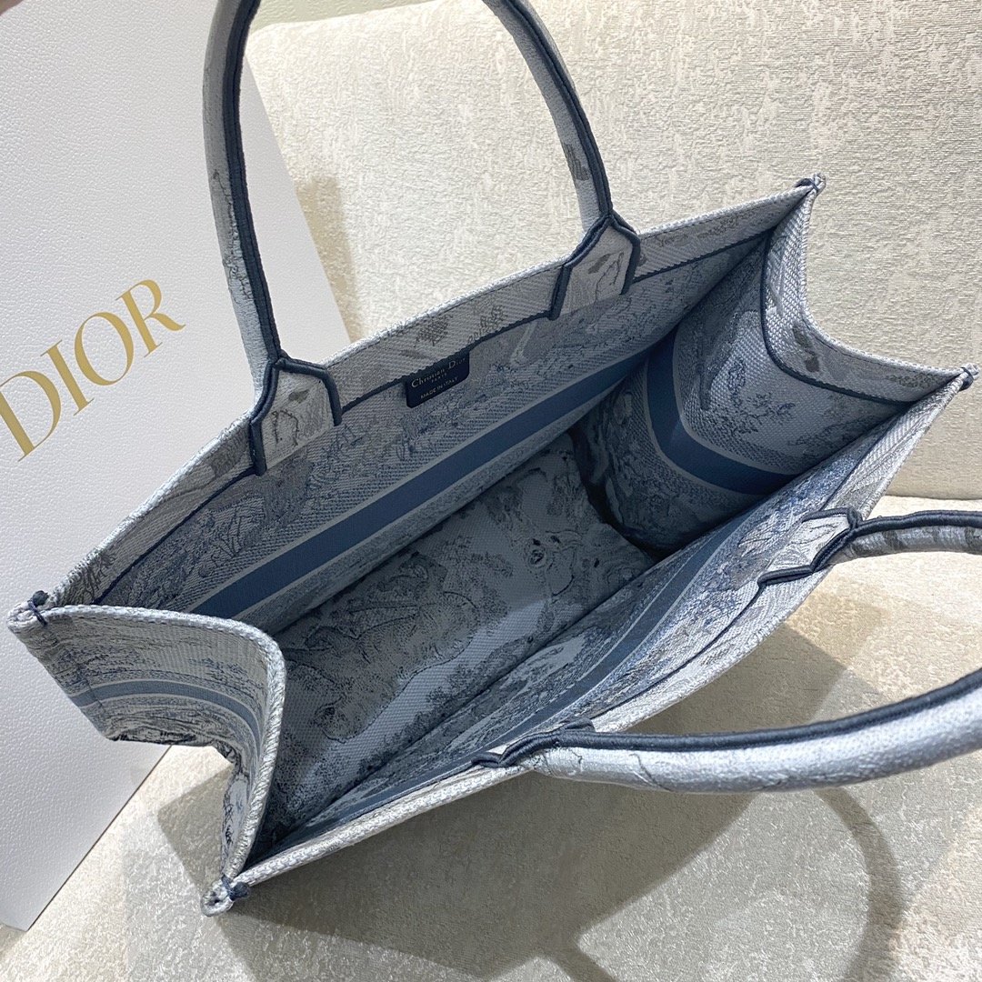 Christian Dior Large Dior Book Tote Blue and White Cornely Embroidery, Blue, For Women Women’s Handbags, Shoulder Bags, 42cm CDZRGO_