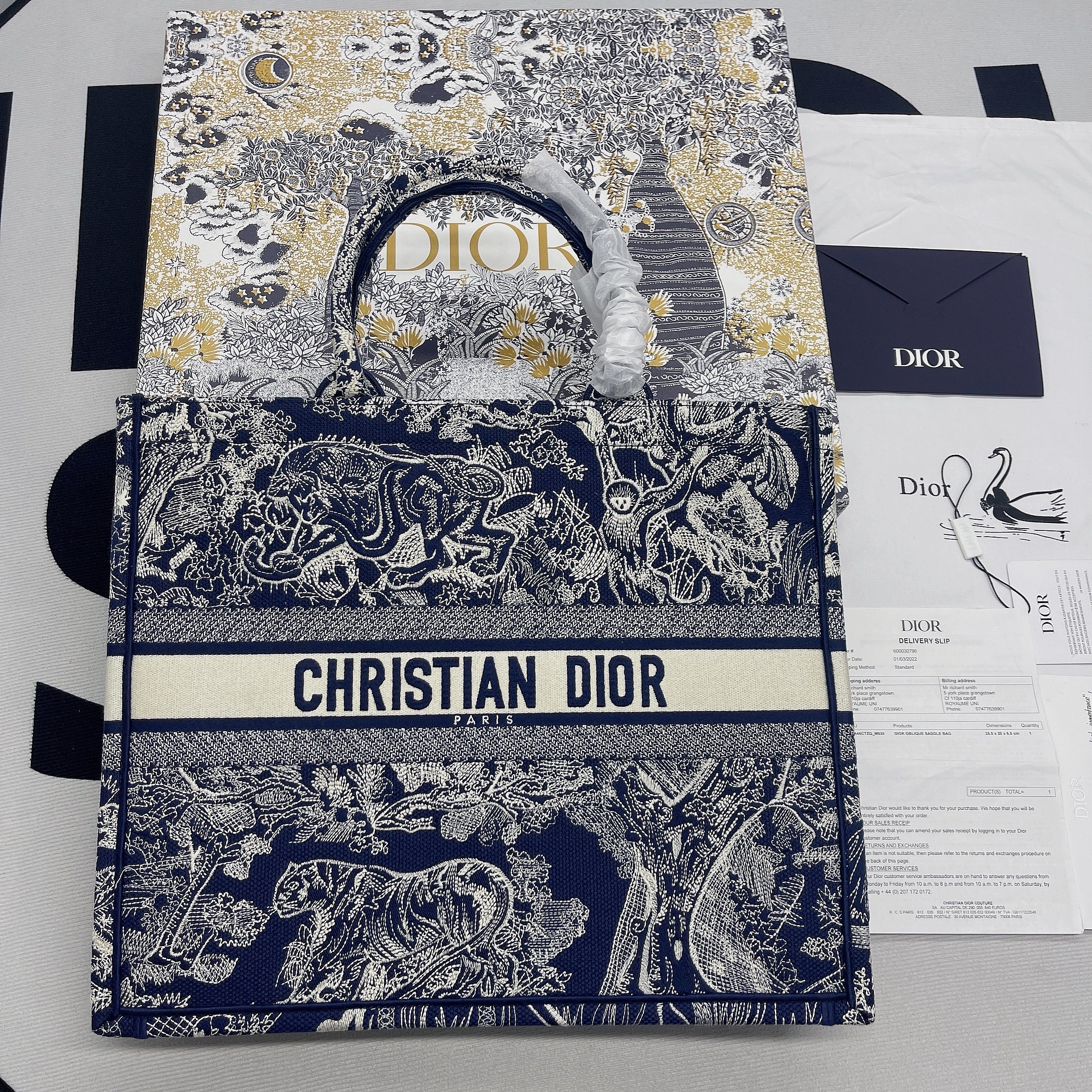 Christian Dior Large Dior Book Tote Blue Multicolor, For Women, Women’s Handbags 16.5in/42cm CDZRGO_