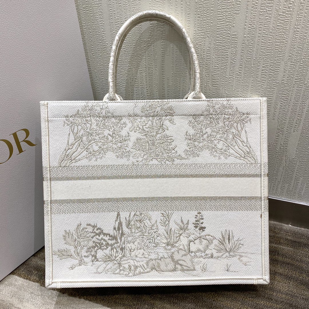 Christian Dior Large Dior Book Tote Gold-Tone Dior Around The World Stella Embroidery, For Women Women’s Handbags, 42cm CDZTQL_M01E