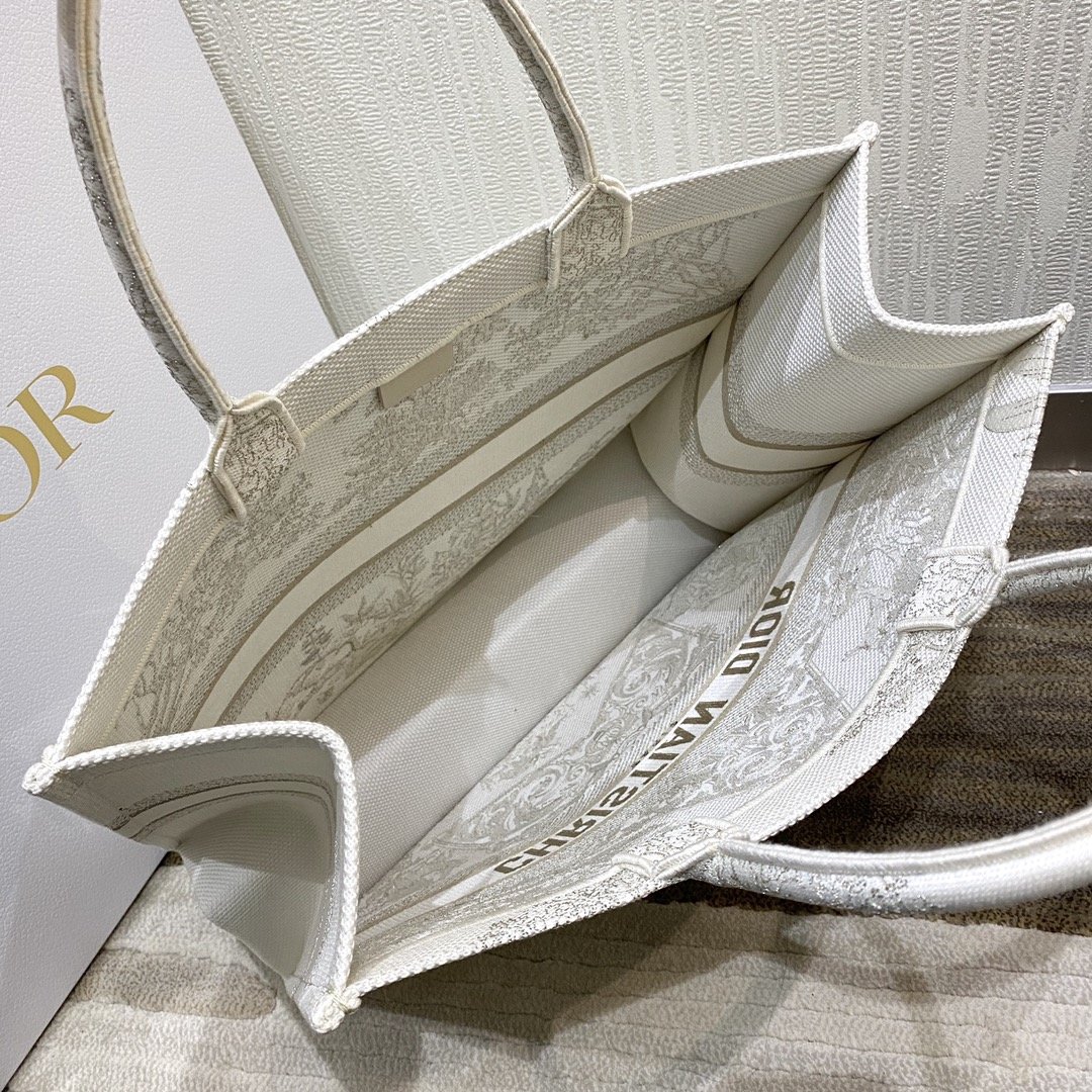 Christian Dior Large Dior Book Tote Gold-Tone Dior Around The World Stella Embroidery, For Women Women’s Handbags, 42cm CDZTQL_M01E