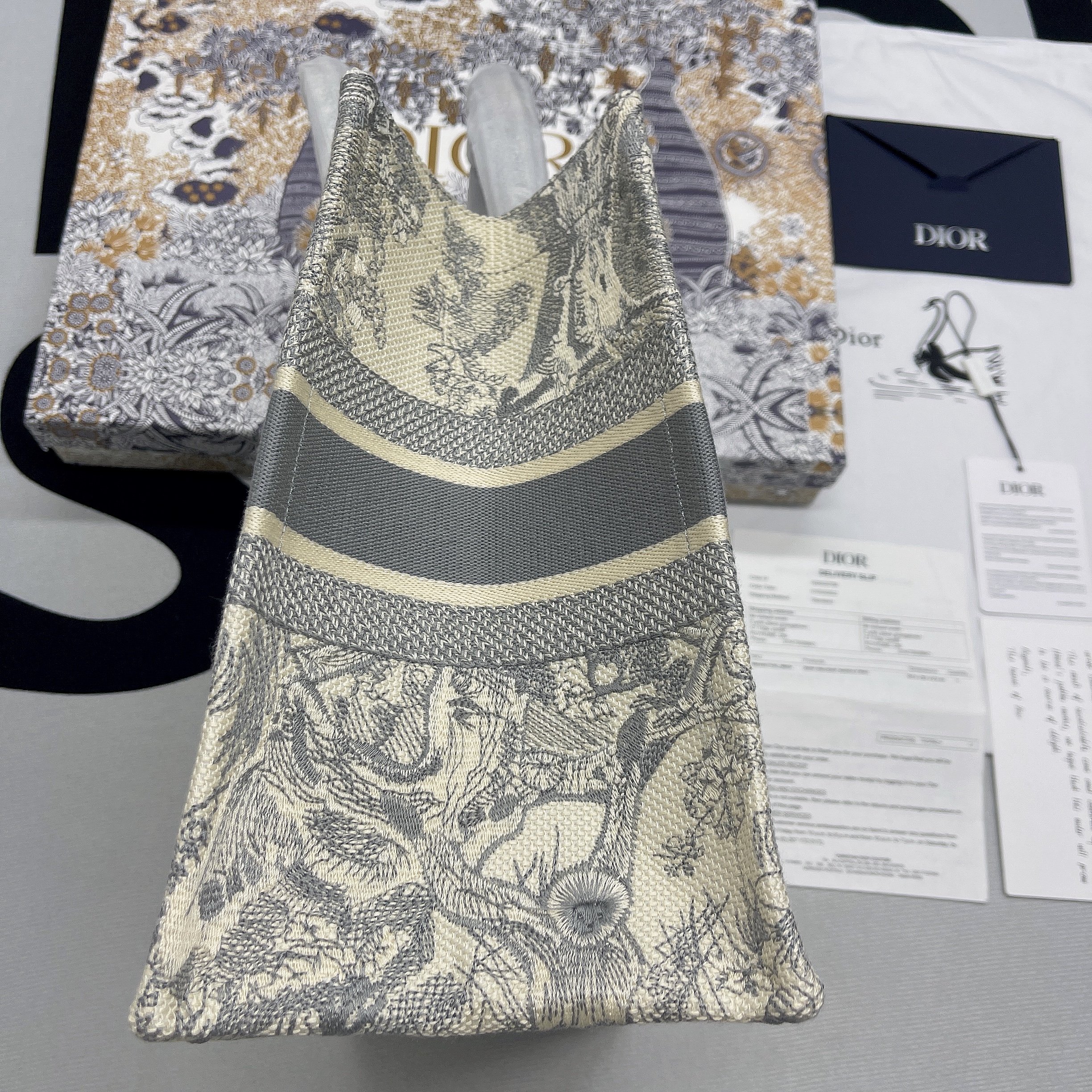 Christian Dior Large Dior Book Tote Gray Multicolor, For Women, Women’s Handbags 16.5in/42cm CD