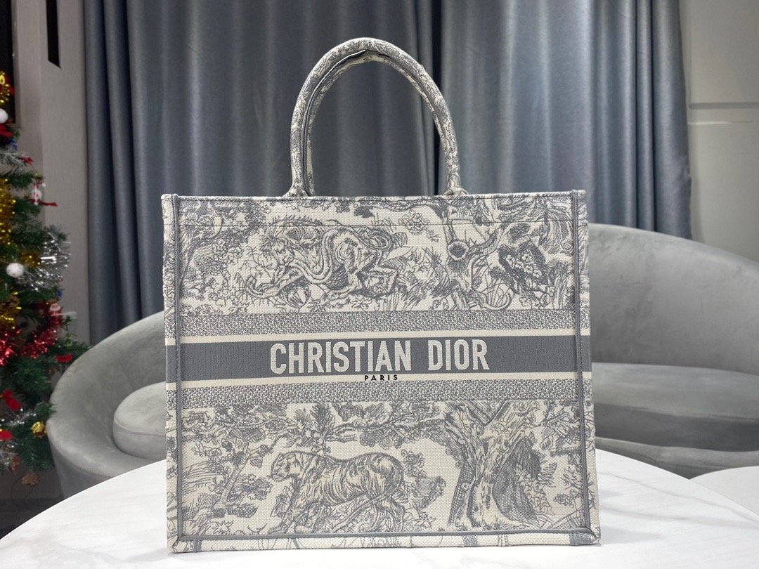 Christian Dior Large Dior Book Tote Gray Multicolor, For Women, Women’s Handbags 16.5in/42cm CD