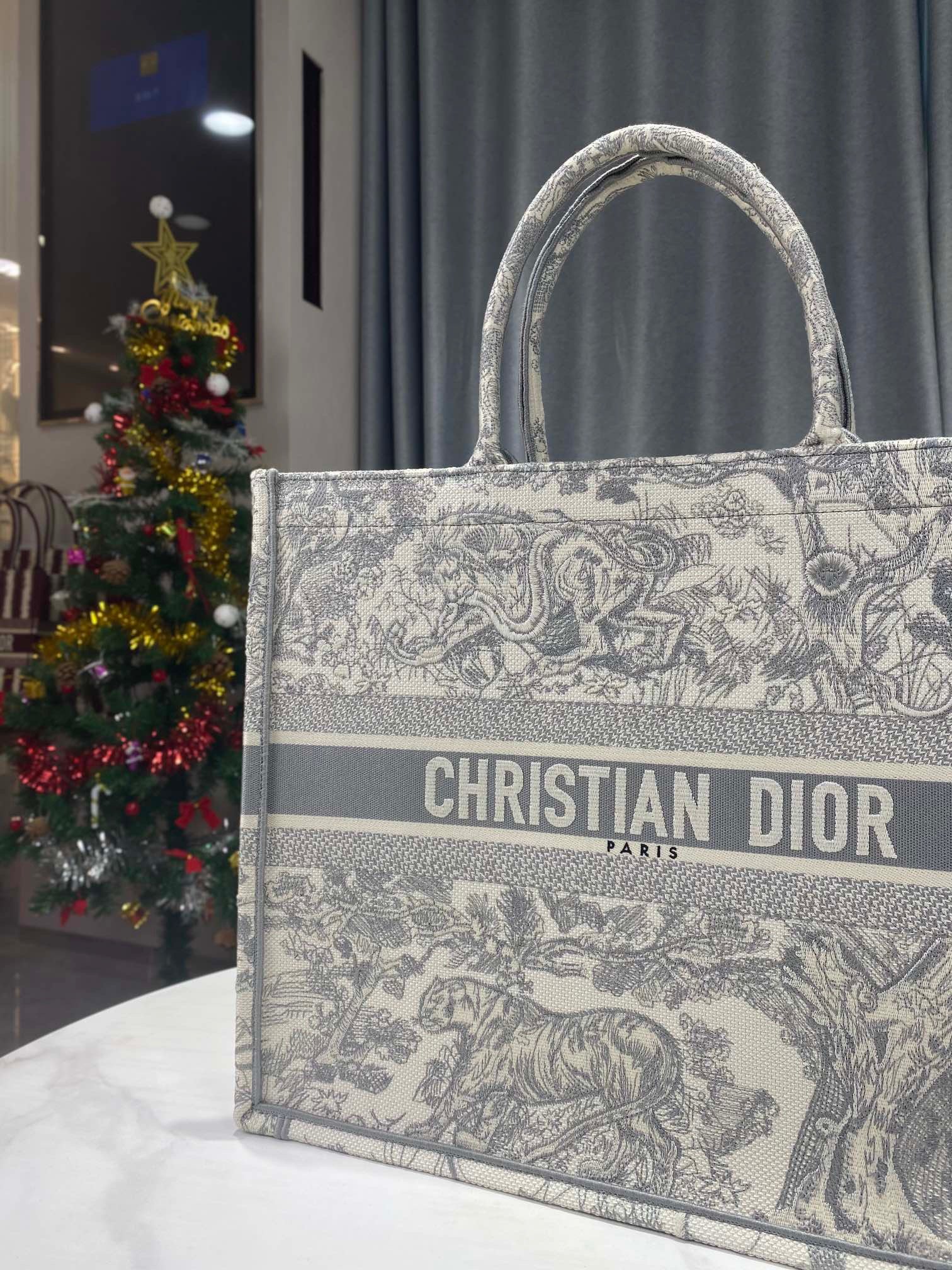 Christian Dior Large Dior Book Tote Gray Multicolor, For Women, Women’s Handbags 16.5in/42cm CD