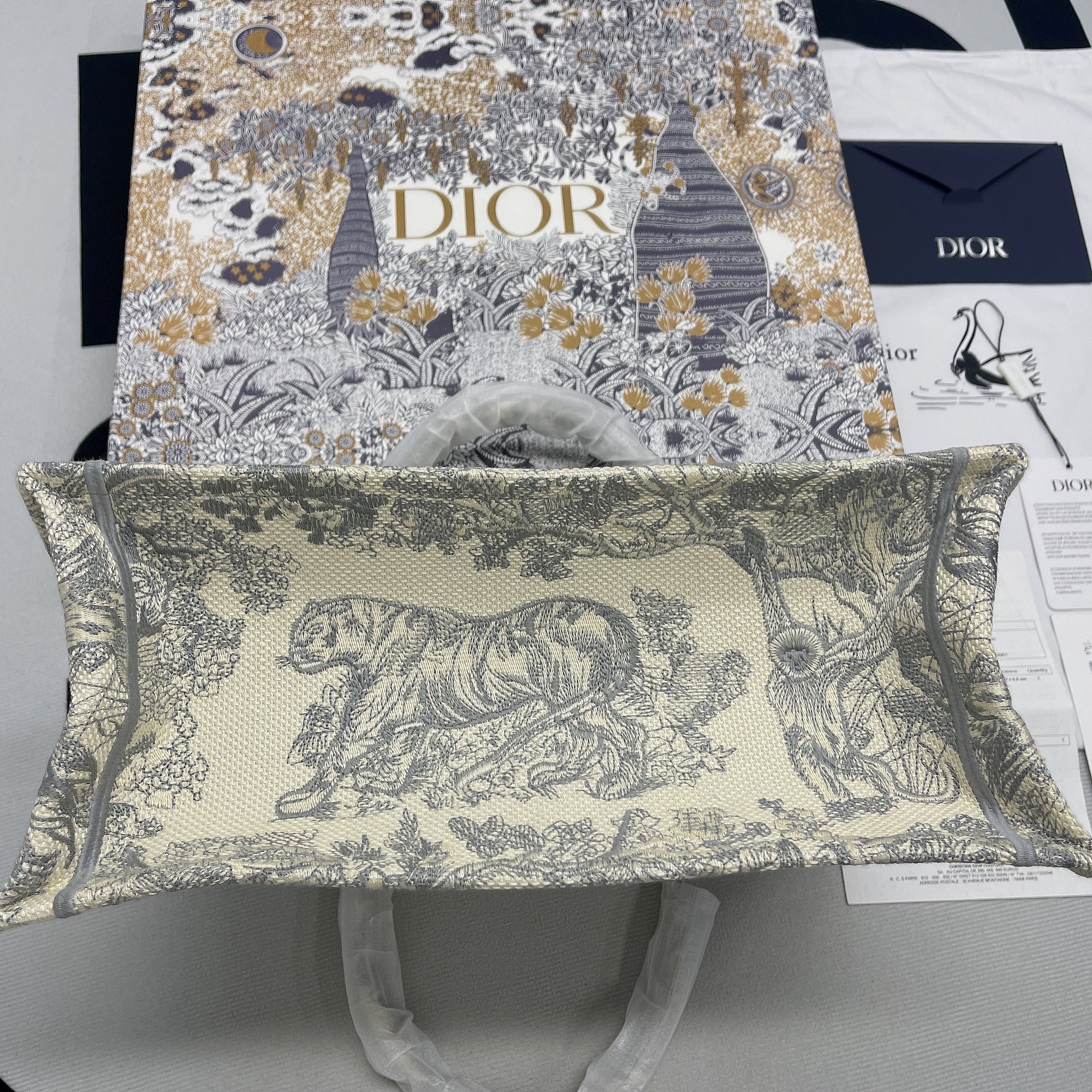 Christian Dior Large Dior Book Tote Gray Multicolor, For Women, Women’s Handbags 16.5in/42cm CD