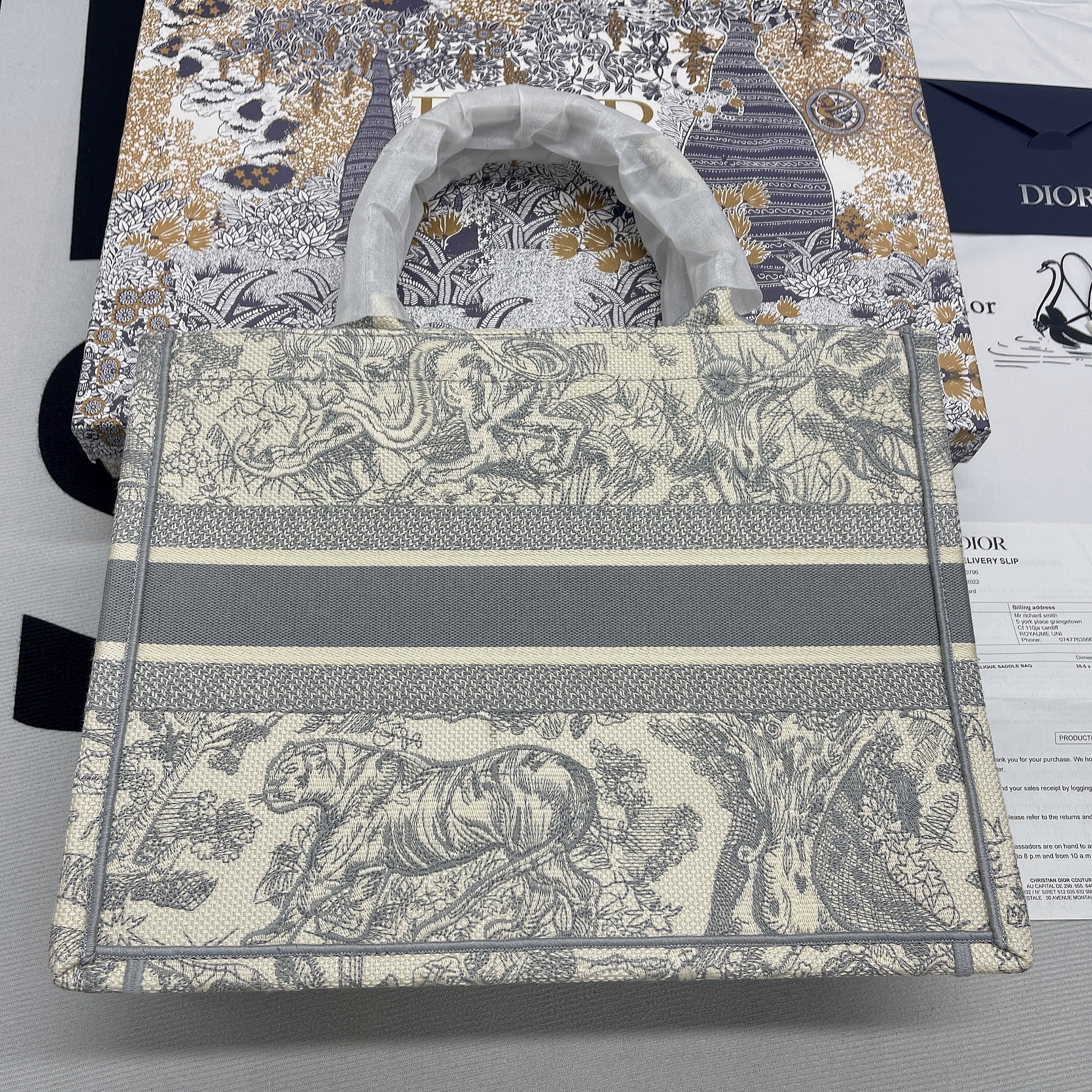 Christian Dior Large Dior Book Tote Gray Multicolor, For Women, Women’s Handbags 16.5in/42cm CD