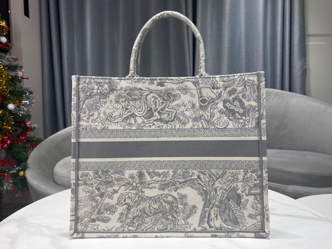 Christian Dior Large Dior Book Tote Gray Multicolor, For Women, Women’s Handbags 16.5in/42cm CD