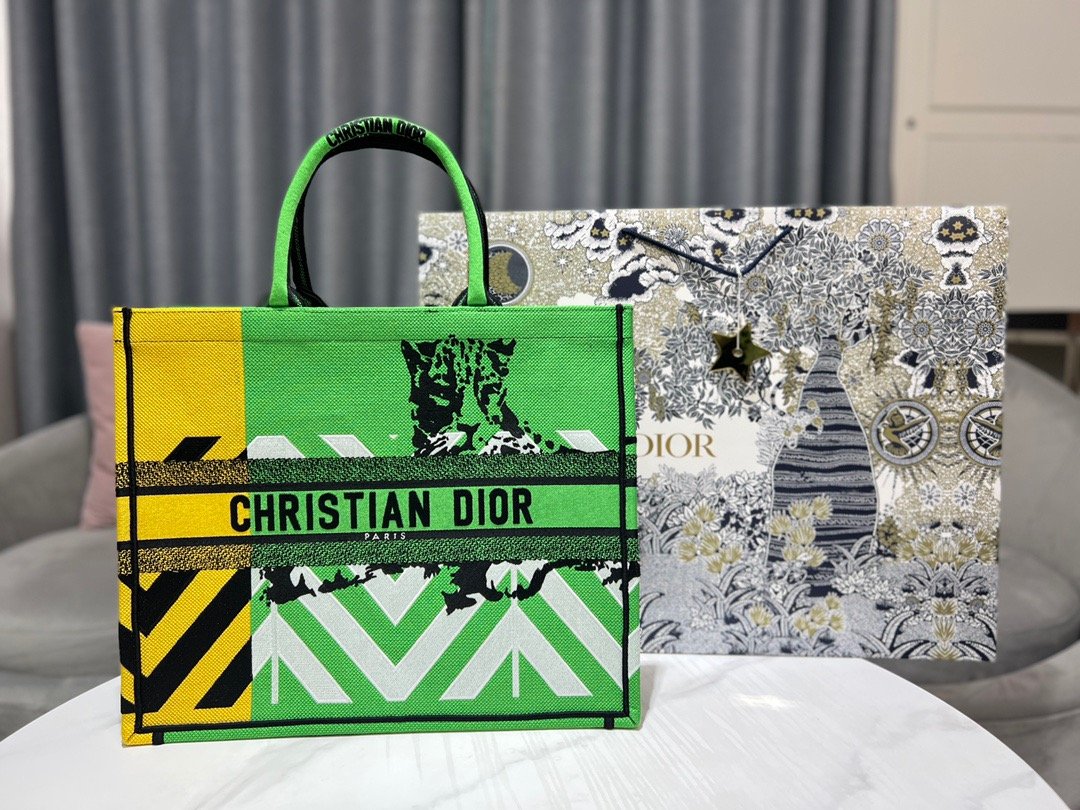 Christian Dior Large Dior Book Tote Green, For Women, Women’s Handbags 16.5in/42cm CD