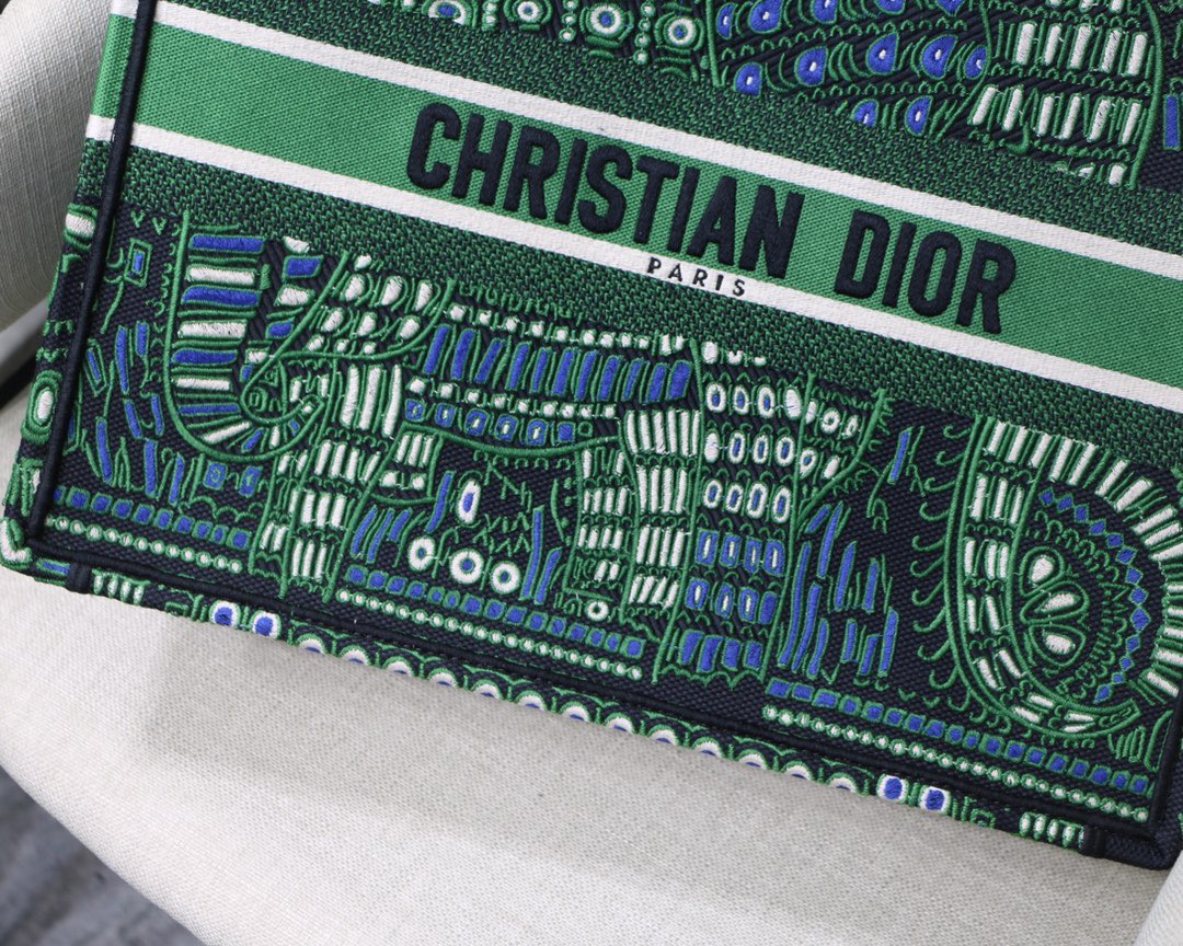 Christian Dior Large Dior Book Tote Green Multicolor, For Women, Women’s Handbags 16.5in/42cm CD