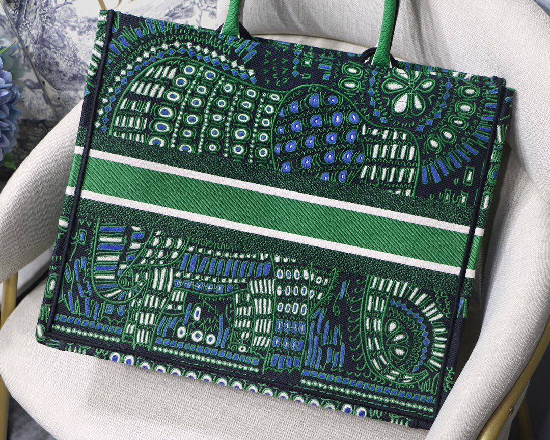 Christian Dior Large Dior Book Tote Green Multicolor, For Women, Women’s Handbags 16.5in/42cm CD