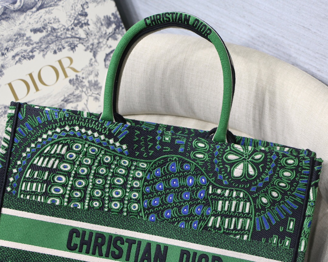 Christian Dior Large Dior Book Tote Green Multicolor, For Women, Women’s Handbags 16.5in/42cm CD