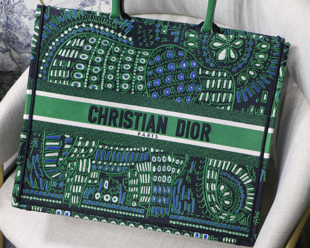 Christian Dior Large Dior Book Tote Green Multicolor, For Women, Women’s Handbags 16.5in/42cm CD