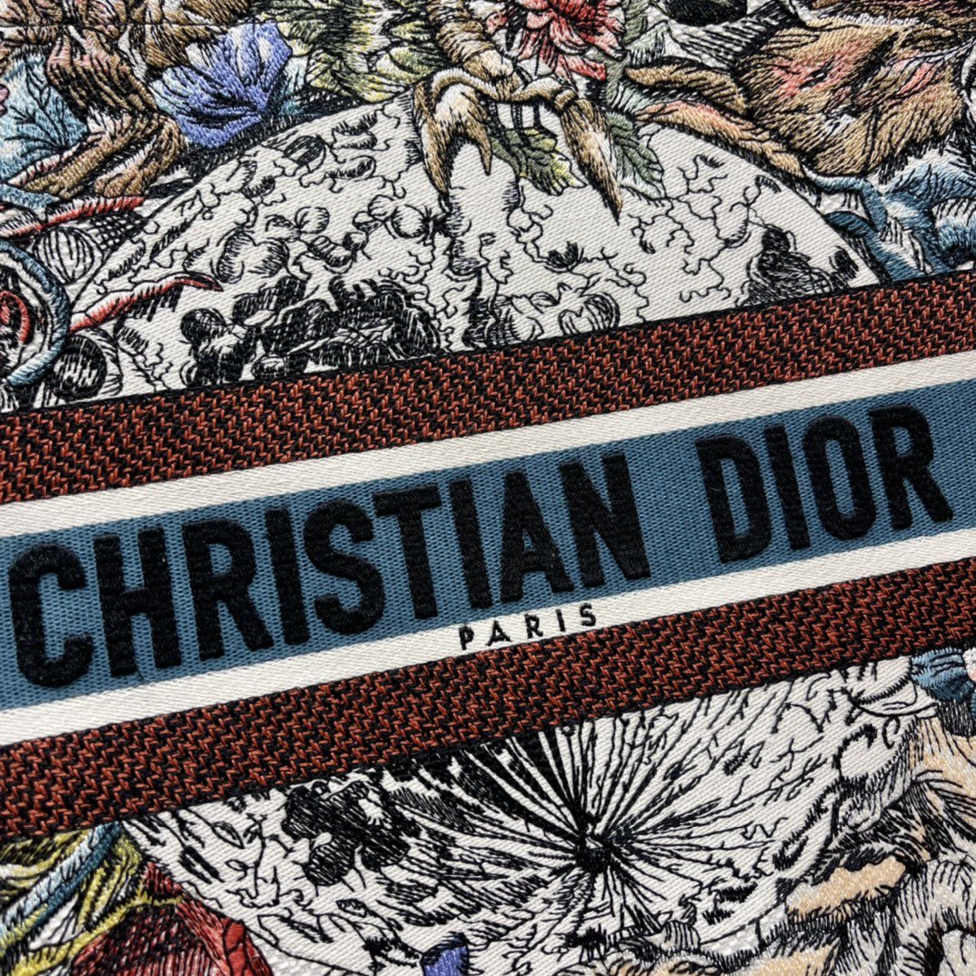 Christian Dior Large Dior Book Tote Latte Multicolor Dior Zodiac Embroidery, Latte Multicolor, For Women Women’s Handbags, Shoulder Bags, 42cm