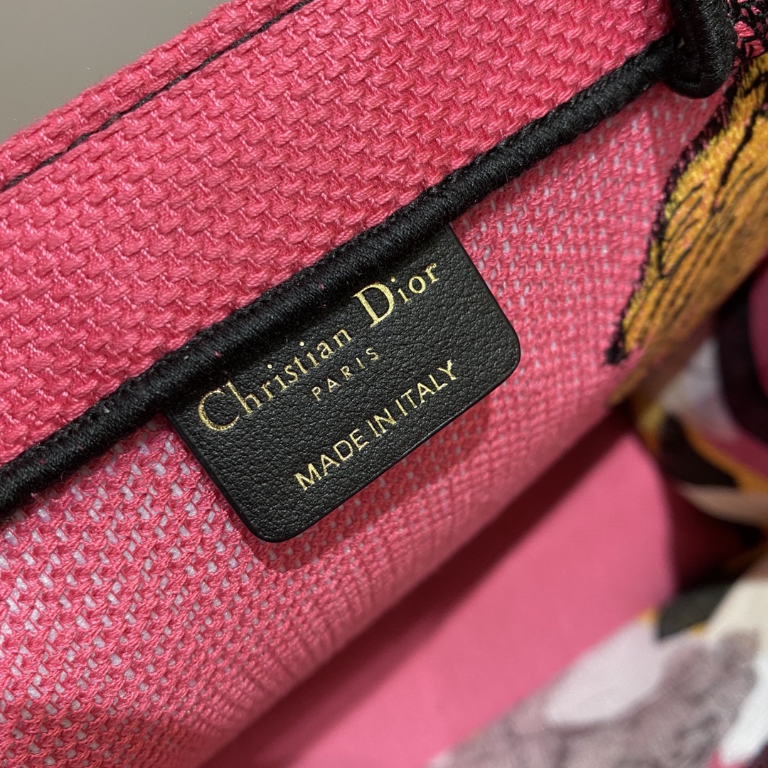 Christian Dior Large Dior Book Tote Multicolor Toile de Jouy Zoom Pop Embroidery, Fuchsia Pink, For Women Women’s Handbags, 41cm CDZROH_