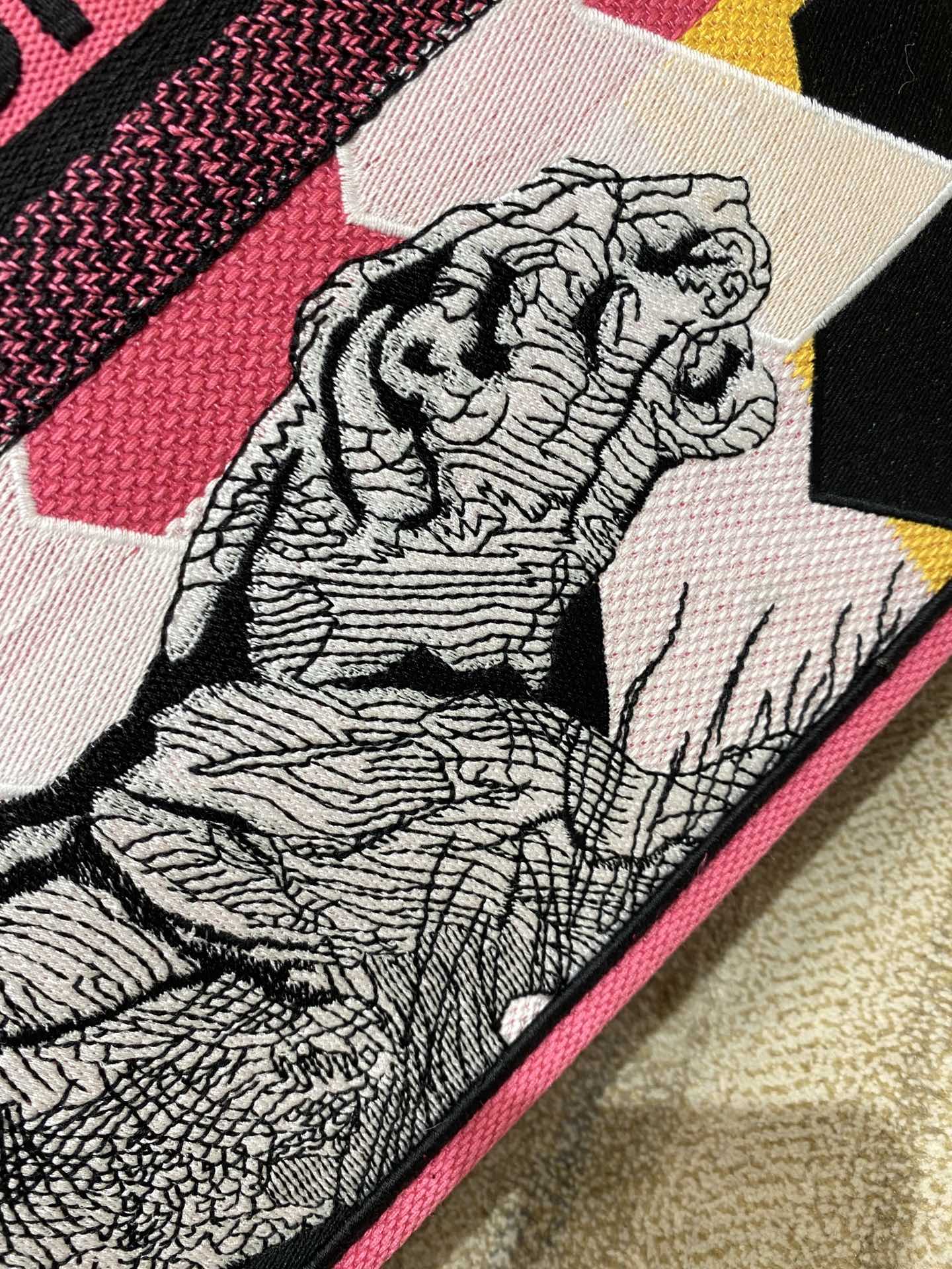 Christian Dior Large Dior Book Tote Multicolor Toile de Jouy Zoom Pop Embroidery, Fuchsia Pink, For Women Women’s Handbags, 41cm CDZROH_