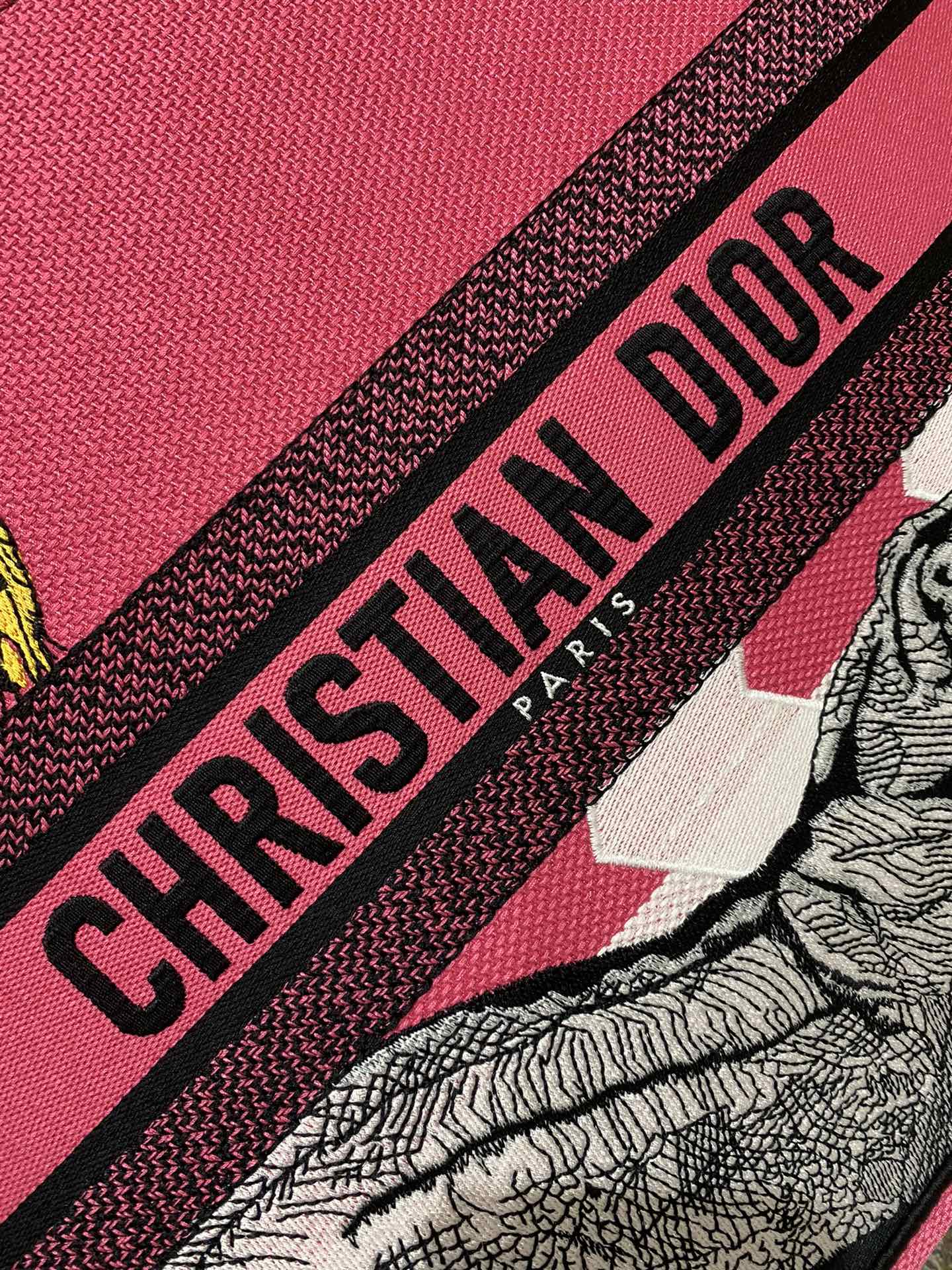 Christian Dior Large Dior Book Tote Multicolor Toile de Jouy Zoom Pop Embroidery, Fuchsia Pink, For Women Women’s Handbags, 41cm CDZROH_