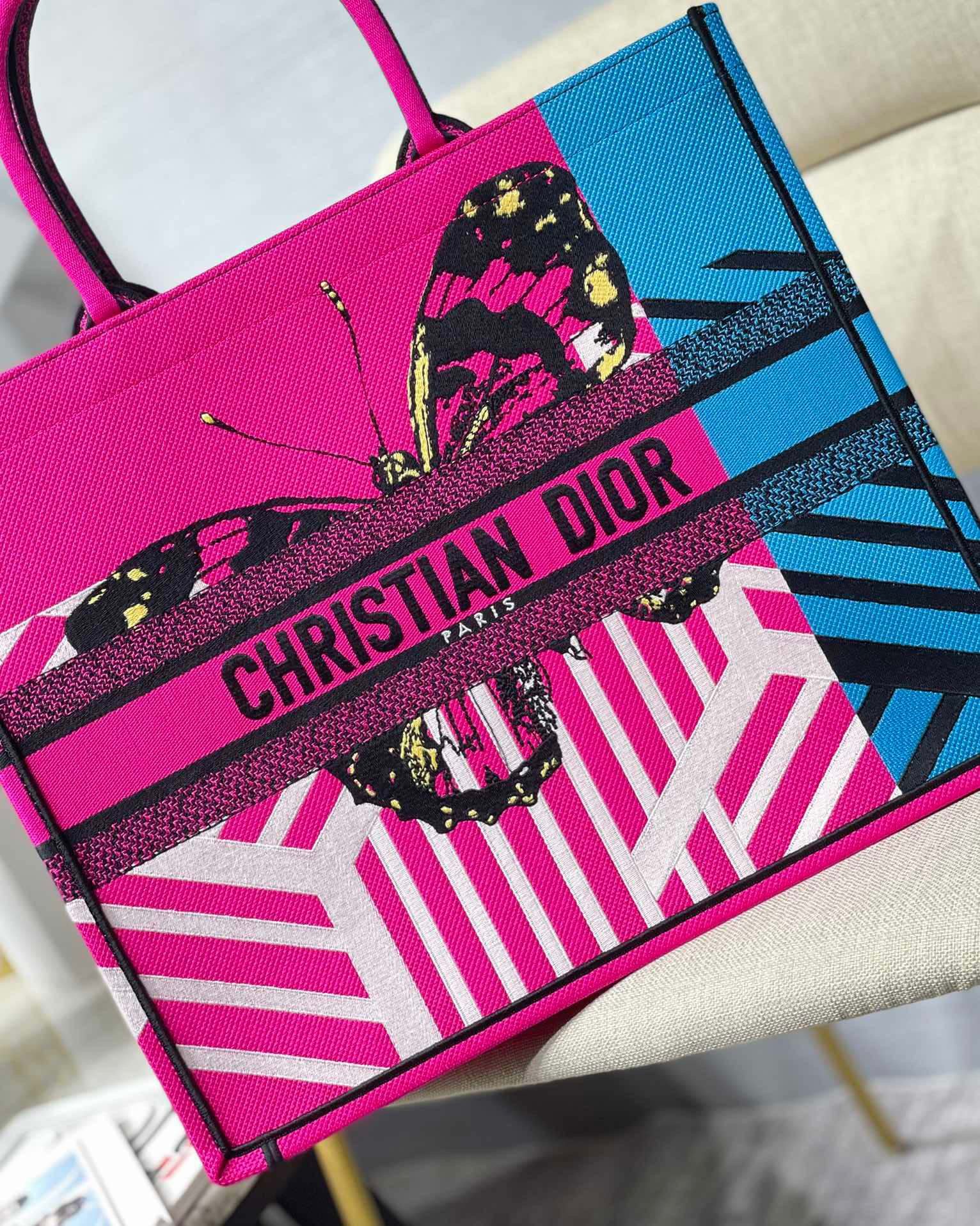 Christian Dior Large Dior Book Tote Pink And Blue, For Women, Women’s Handbags 16.5in/42cm CD
