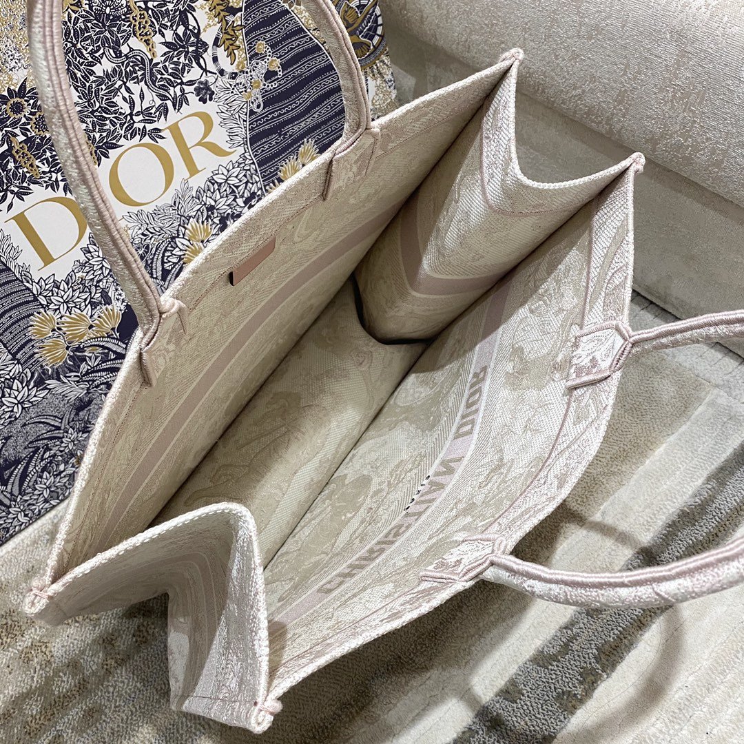 Christian Dior Large Dior Book Tote Pink Toile de Jouy Embroidery, Light Pink, For Women Women’s Handbags, 42cm CDZTDT_