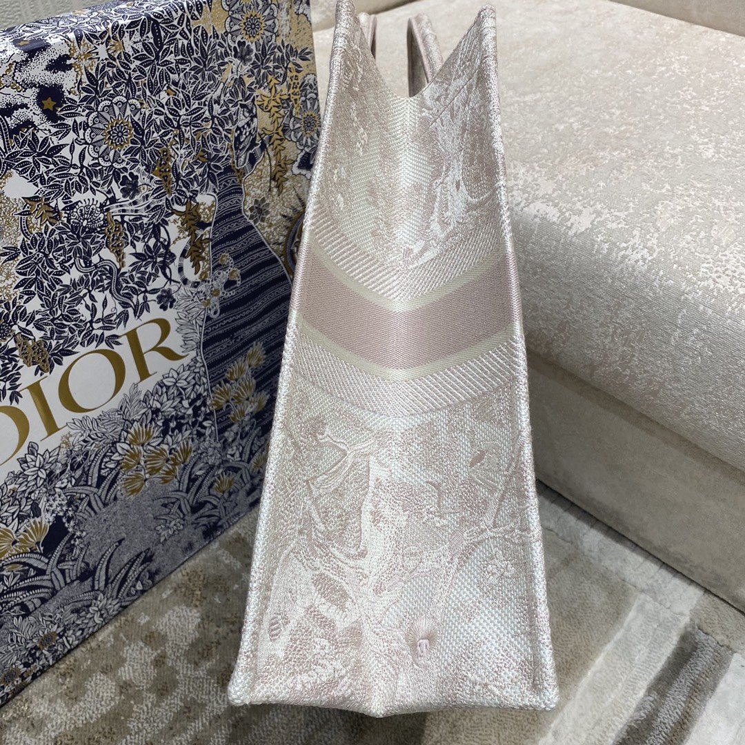 Christian Dior Large Dior Book Tote Pink Toile de Jouy Embroidery, Light Pink, For Women Women’s Handbags, 42cm CDZTDT_