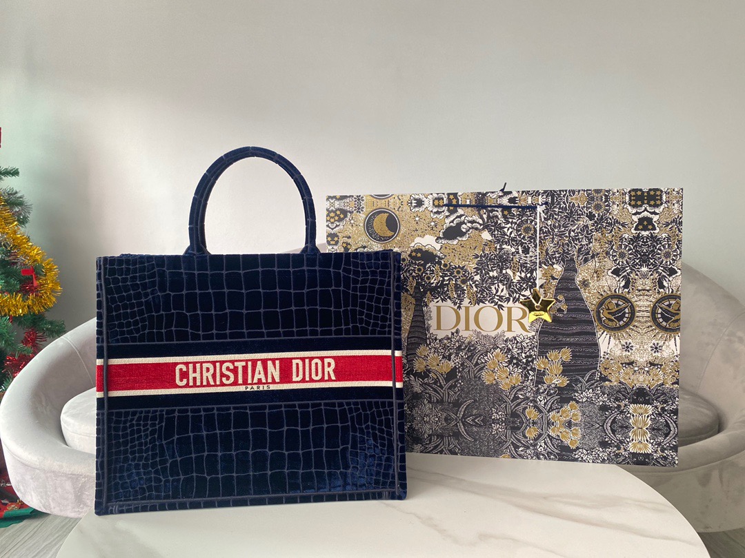 Christian Dior Large Dior Book Tote Red Blue, For Women, Women’s Handbags 16.5in/42cm CD