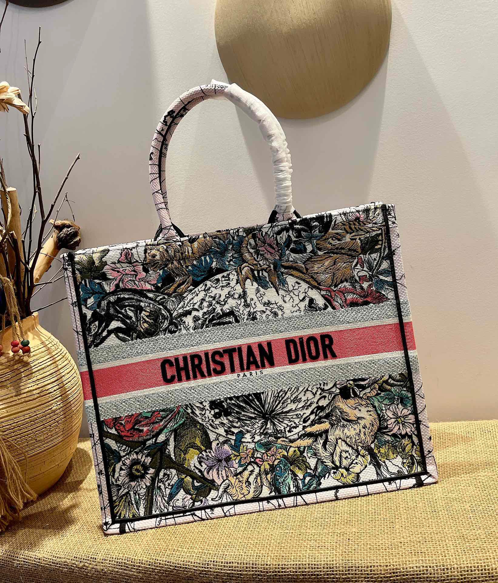 Christian Dior Large Dior Book Tote Red Multicolor, For Women, Women’s Handbags 16.5in/42cm CD