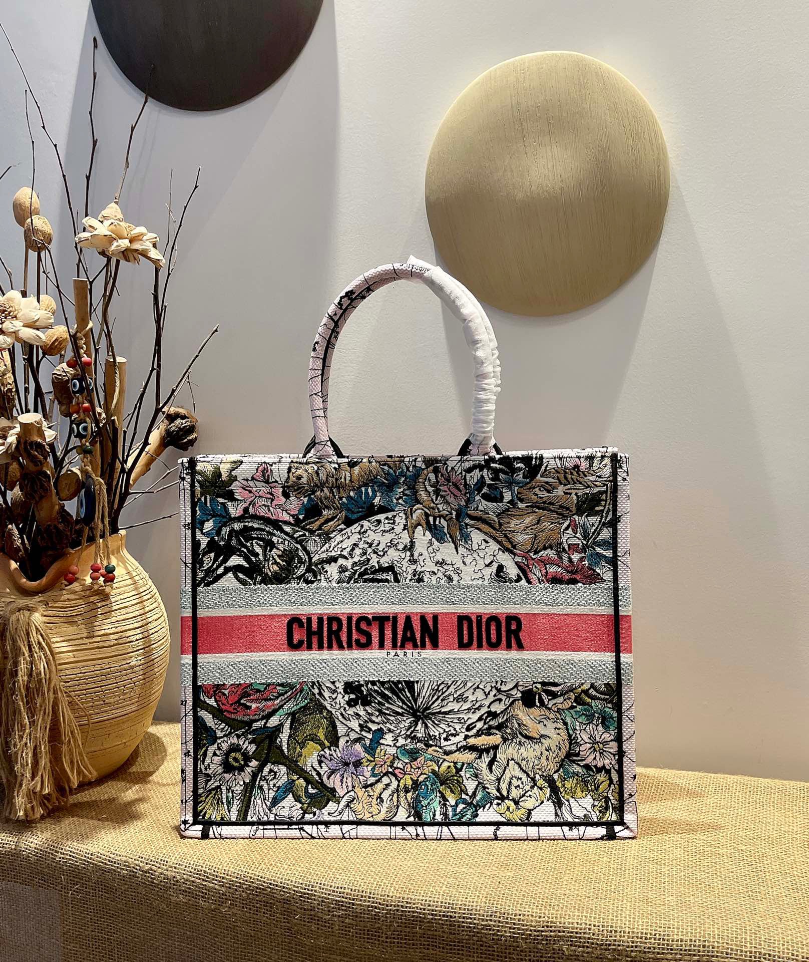 Christian Dior Large Dior Book Tote Red Multicolor, For Women, Women’s Handbags 16.5in/42cm CD