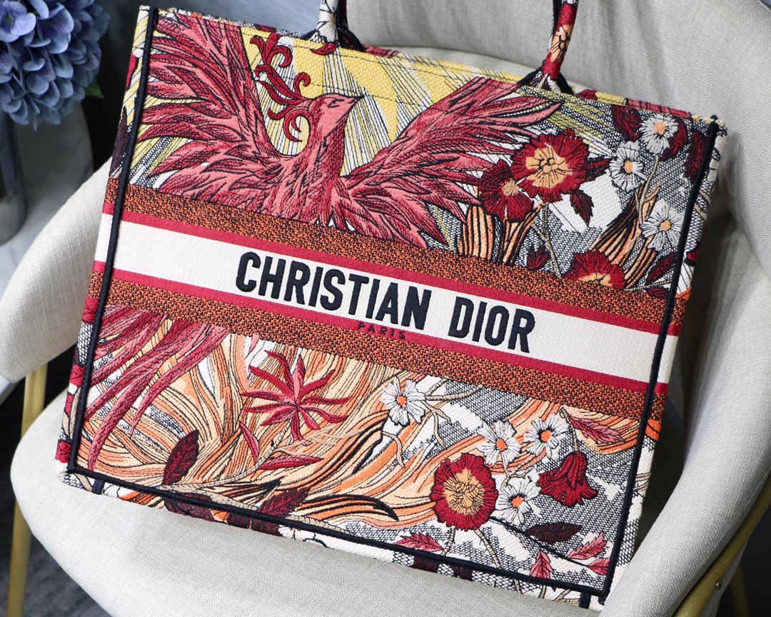 Christian Dior Large Dior Book Tote Red Multicolor, For Women, Women’s Handbags 16.5in/42cm CD