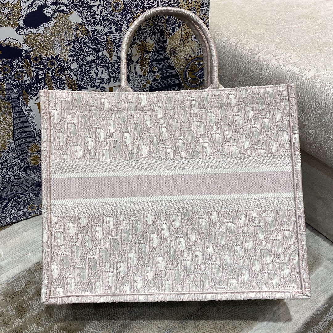 Christian Dior Large Dior Book Tote Rose Des Vents Dior Oblique Embroidery, Pink, For Women Women’s Handbags, Shoulder Bags, 42cm CD