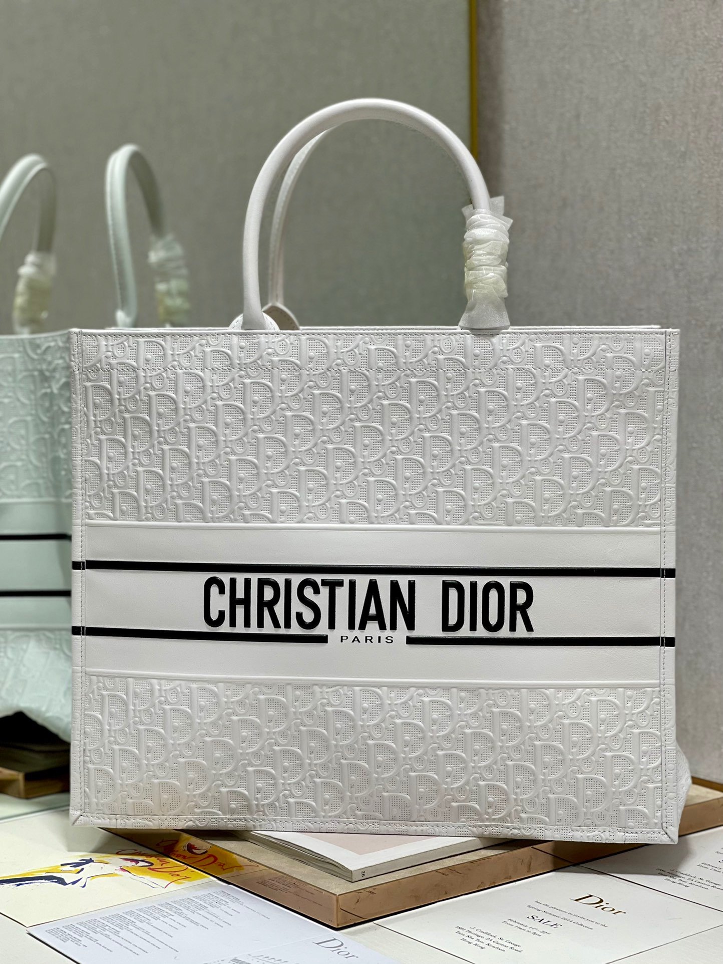 Christian Dior Large Dior Book Tote White, For Women, Women’s Handbags 16.5in/42cm CD