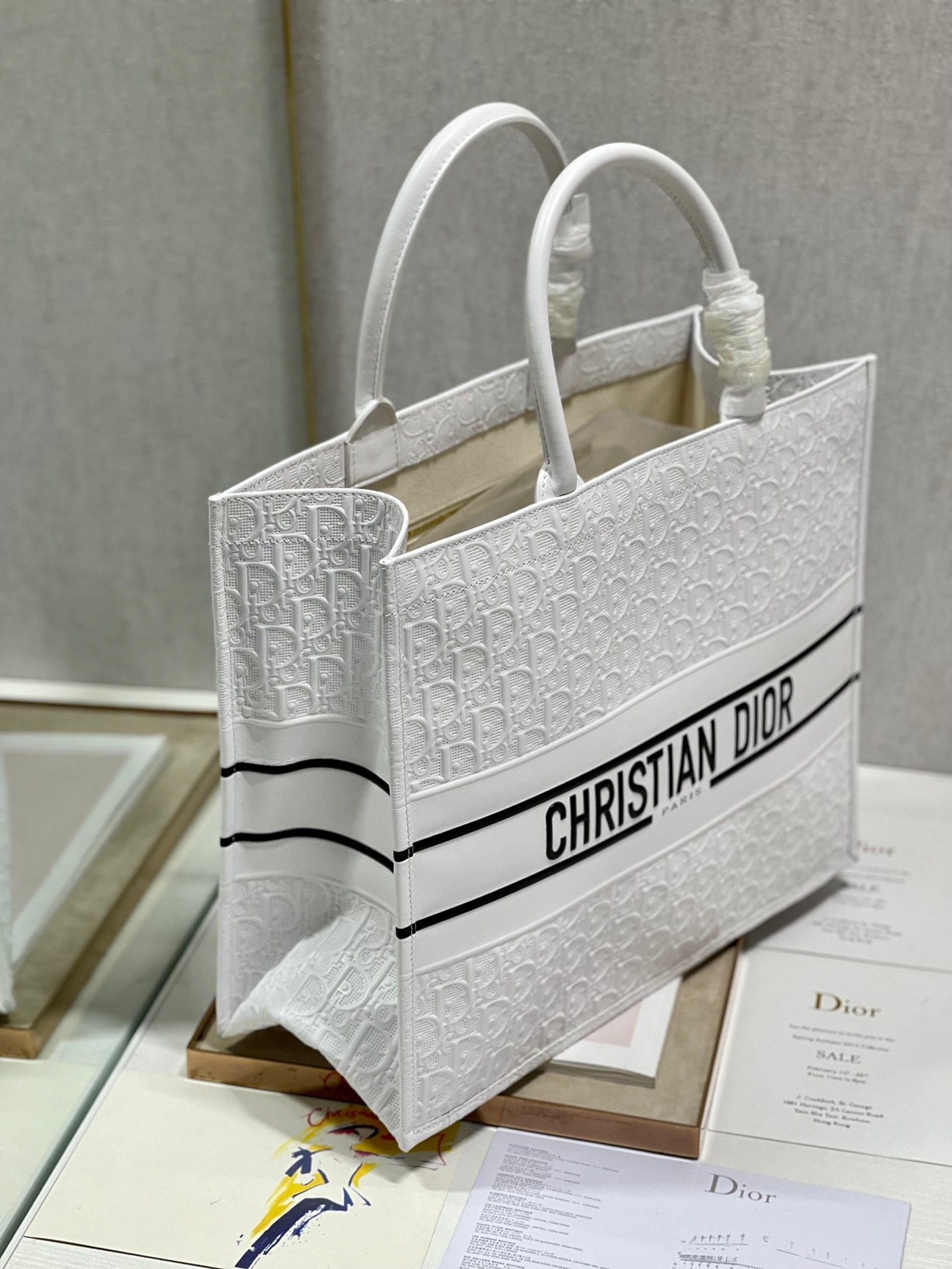 Christian Dior Large Dior Book Tote White, For Women, Women’s Handbags 16.5in/42cm CD
