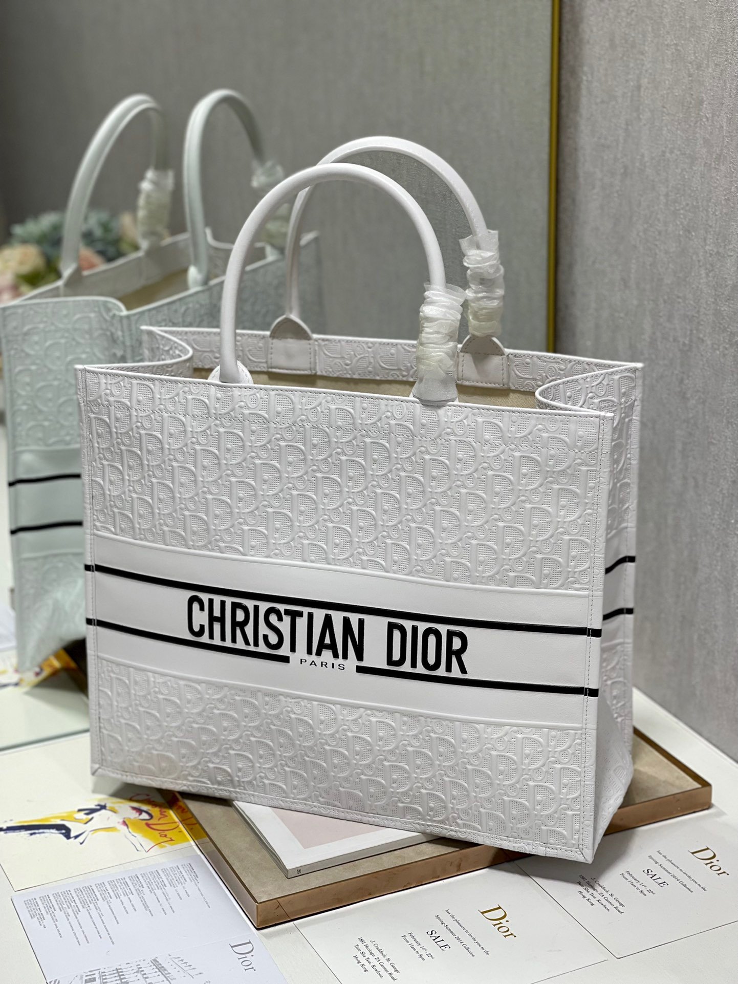 Christian Dior Large Dior Book Tote White, For Women, Women’s Handbags 16.5in/42cm CD
