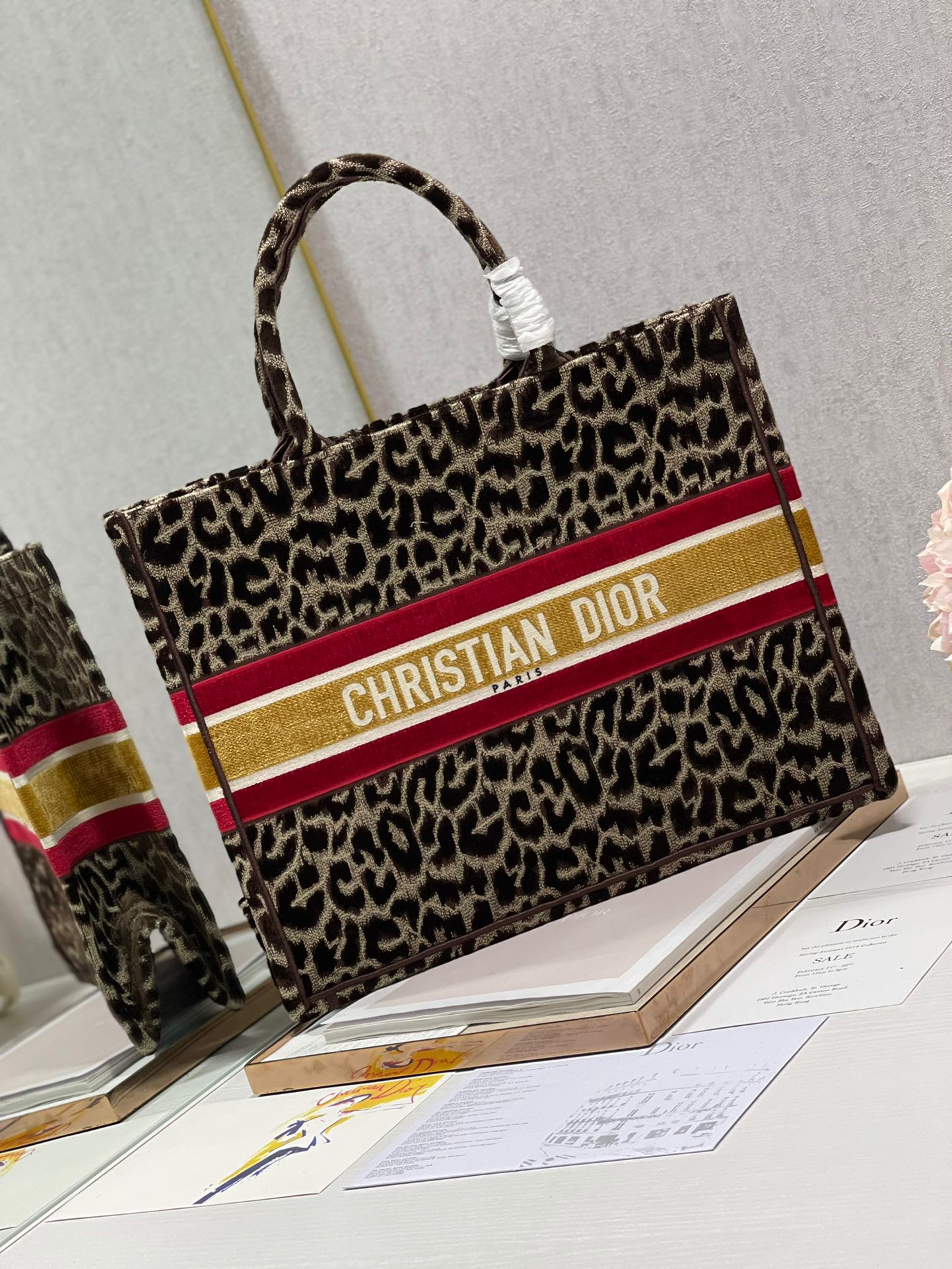 Christian Dior Large Dior Book Tote Yellow Multicolor, For Women, Women’s Handbags 16.5in/42cm CD