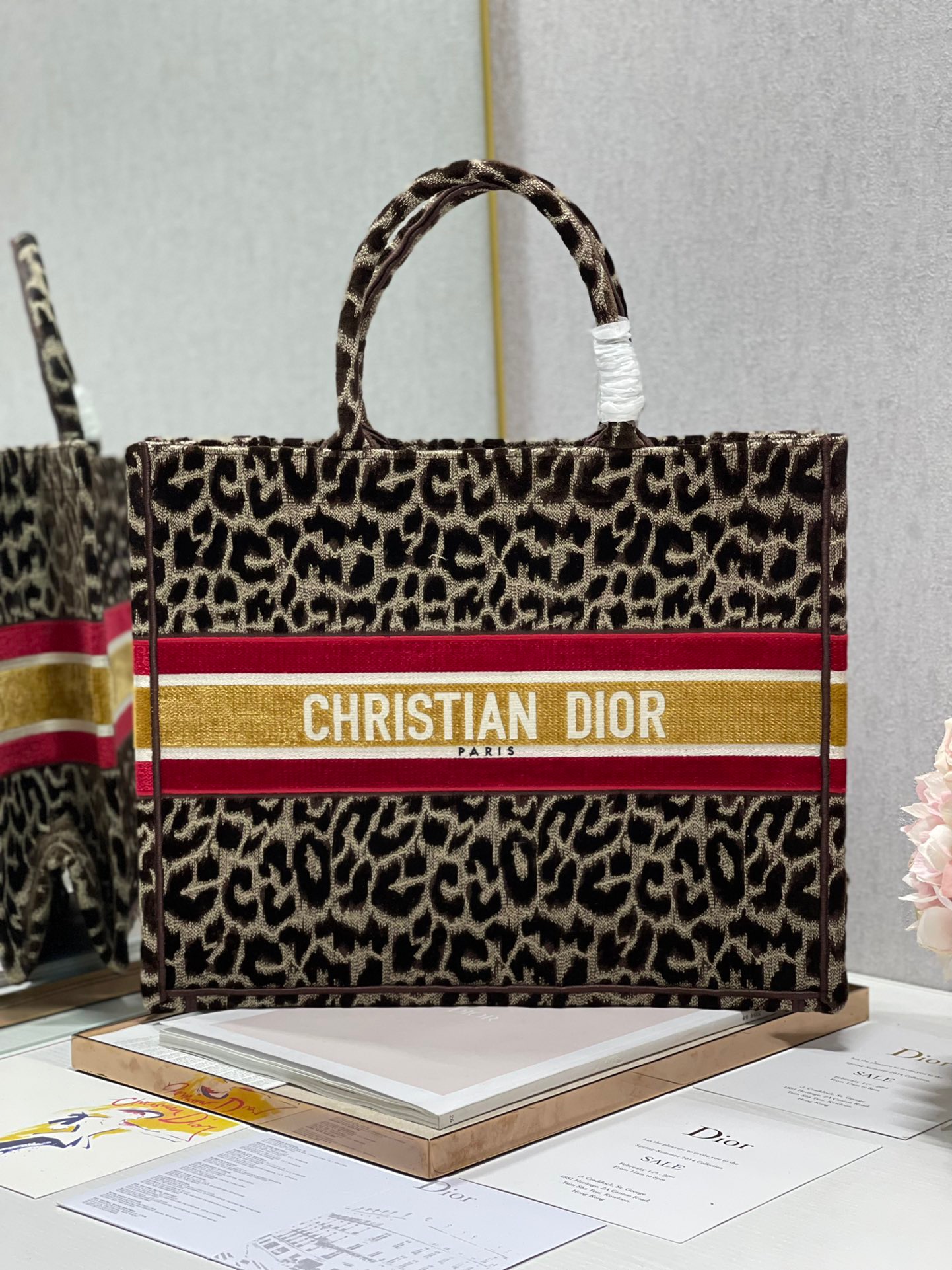 Christian Dior Large Dior Book Tote Yellow Multicolor, For Women, Women’s Handbags 16.5in/42cm CD