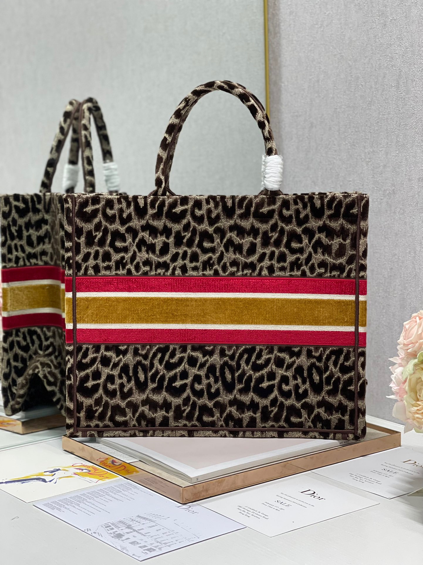 Christian Dior Large Dior Book Tote Yellow Multicolor, For Women, Women’s Handbags 16.5in/42cm CD