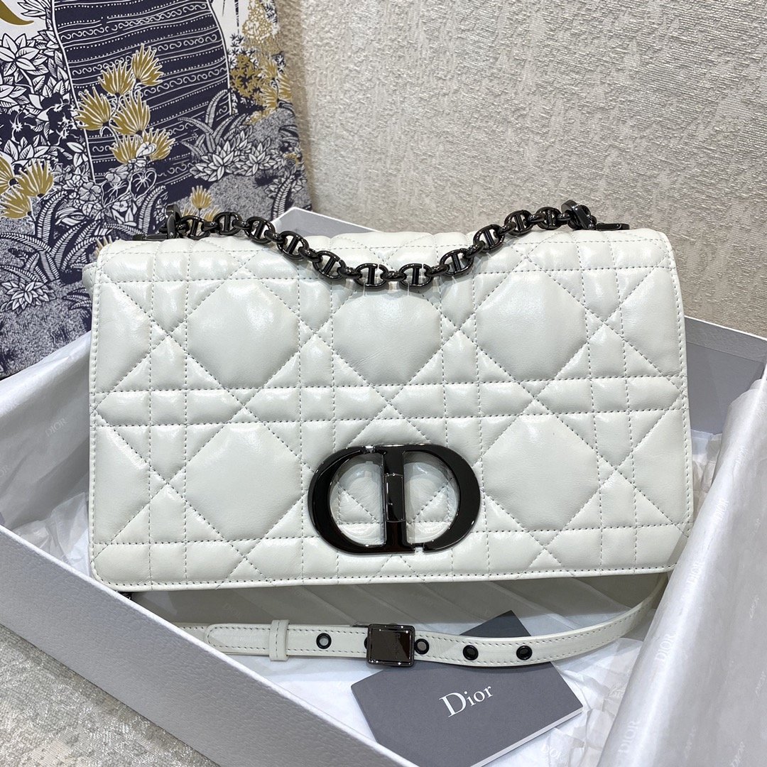 Christian Dior Large Dior Caro Bag, White, For Women Women’s Handbags, Crossbody Bags, 28cm CD