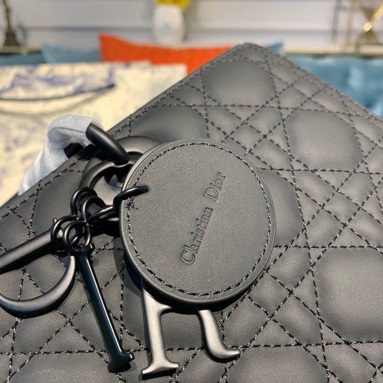 Christian Dior Large Lady Dior Bag Black For Women 12.5in/32cm CDSLOI_